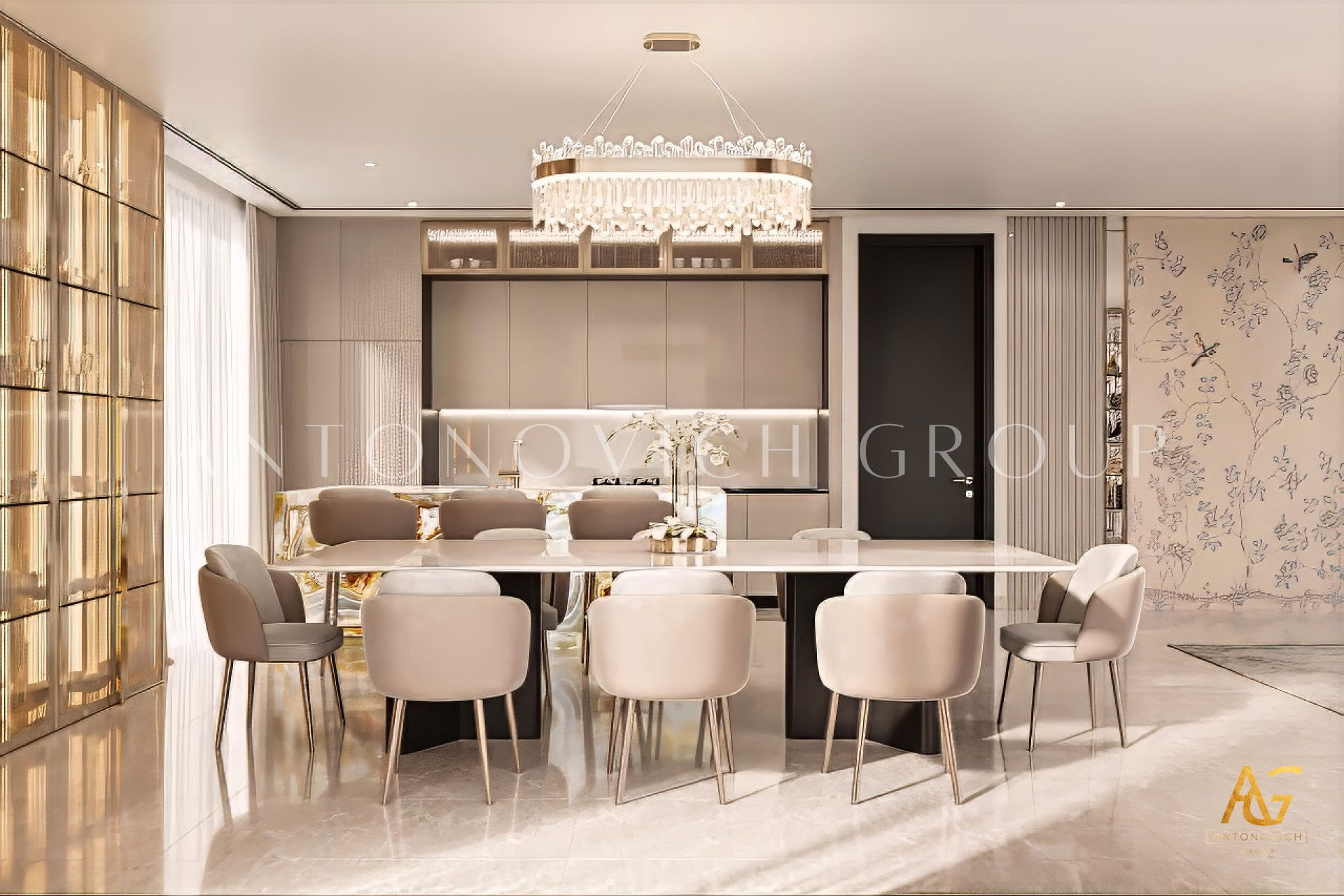 تصميم داخلي لغرفة طعام في الامارات