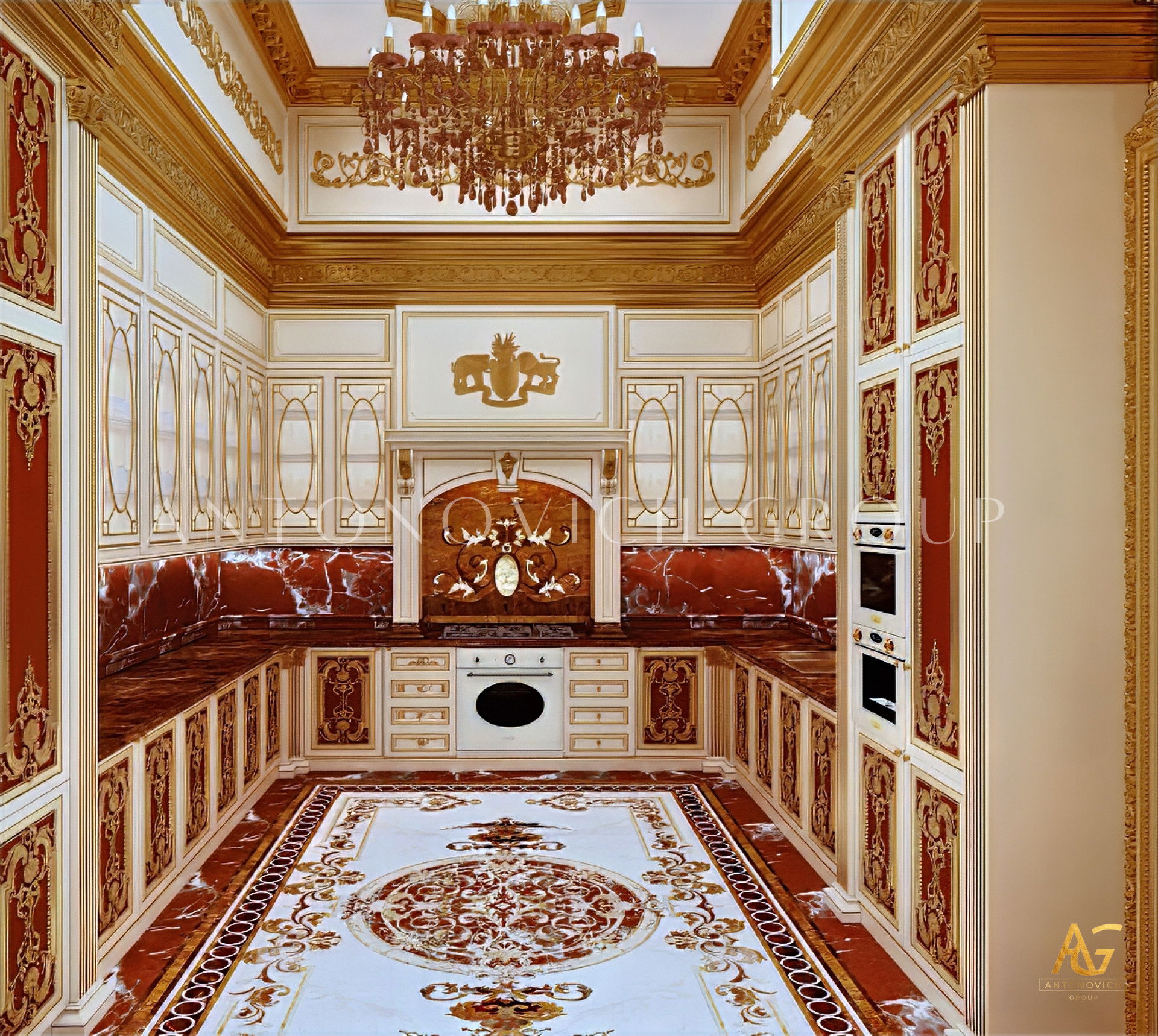 تصميم داخلي كلاسيكي فاخر للمطبخ