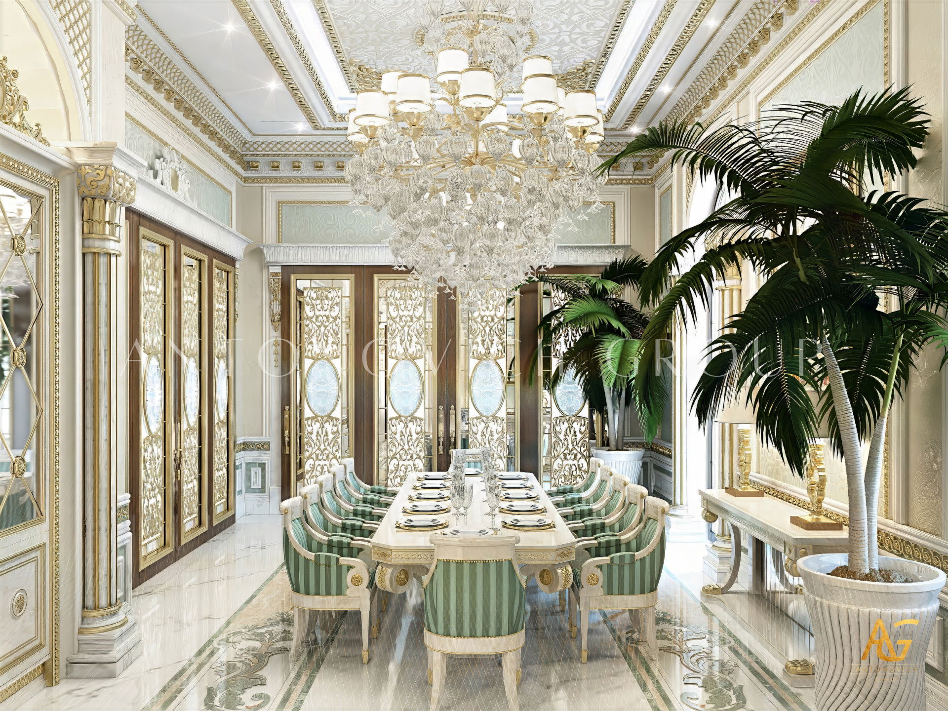 Роскошная гостиная в классическом стиле