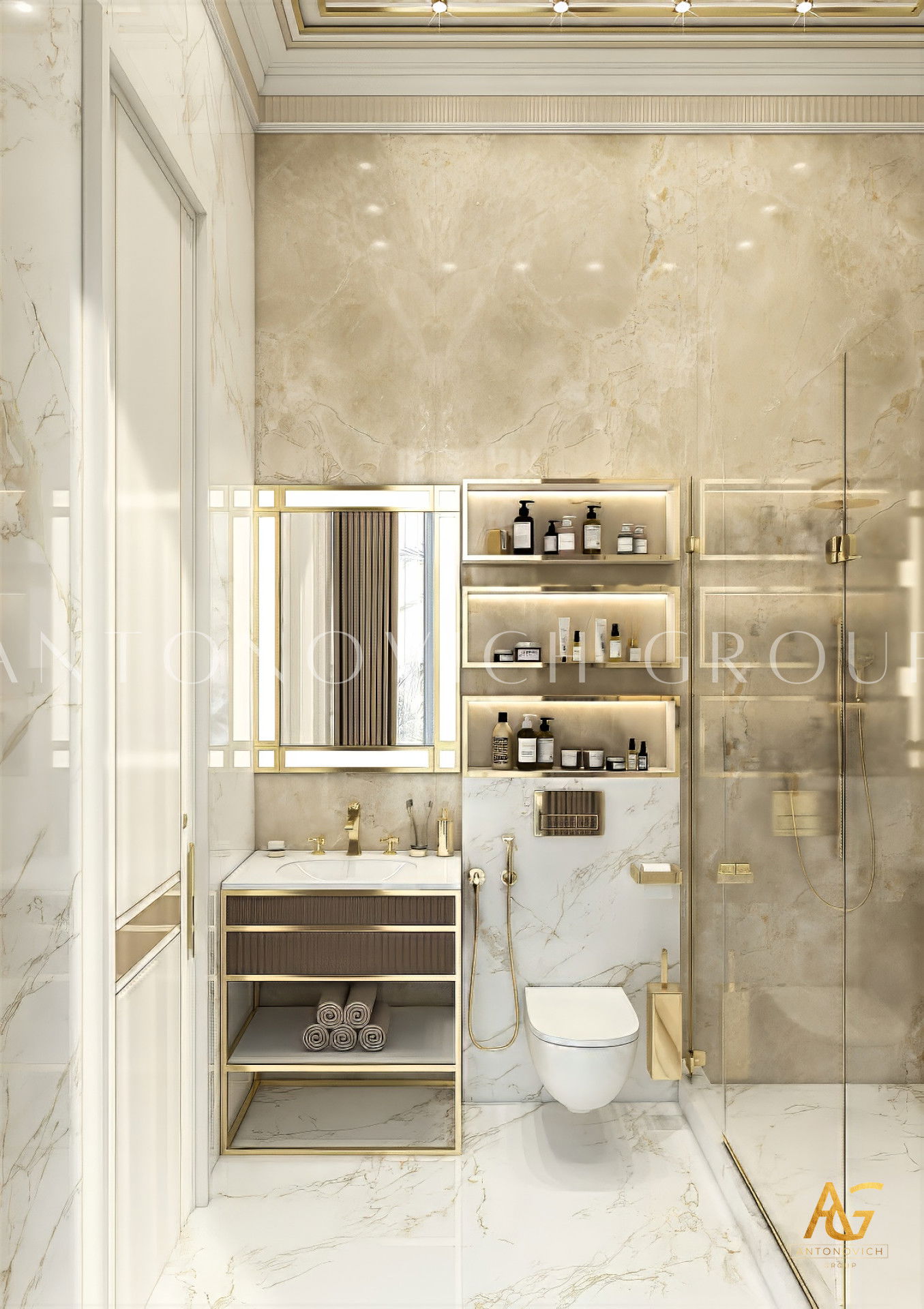 تصميم حمام بزجاج ملون