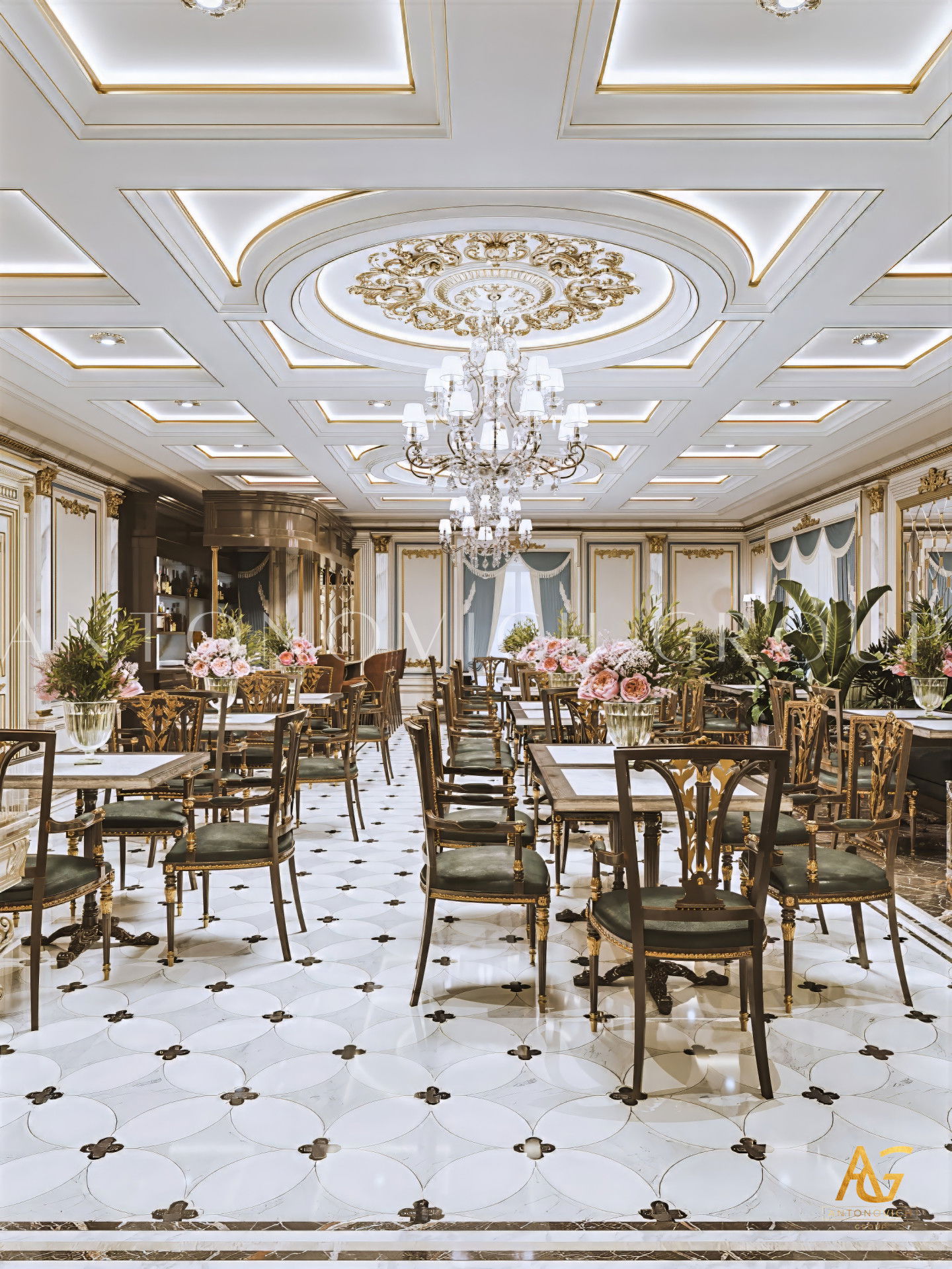 Restaurant's Interior in Classic Style