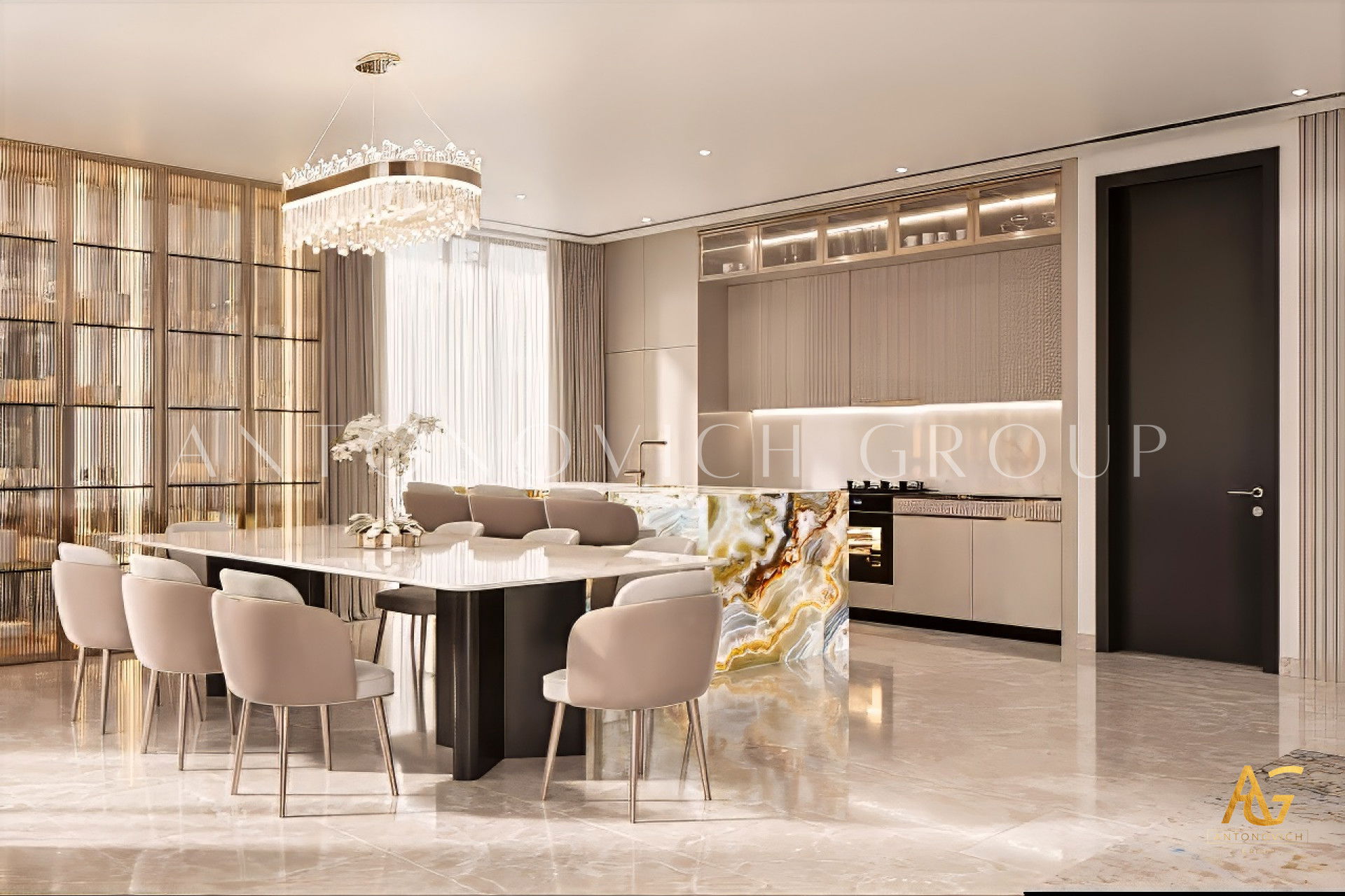 تصميم داخلي لغرفة طعام في الامارات