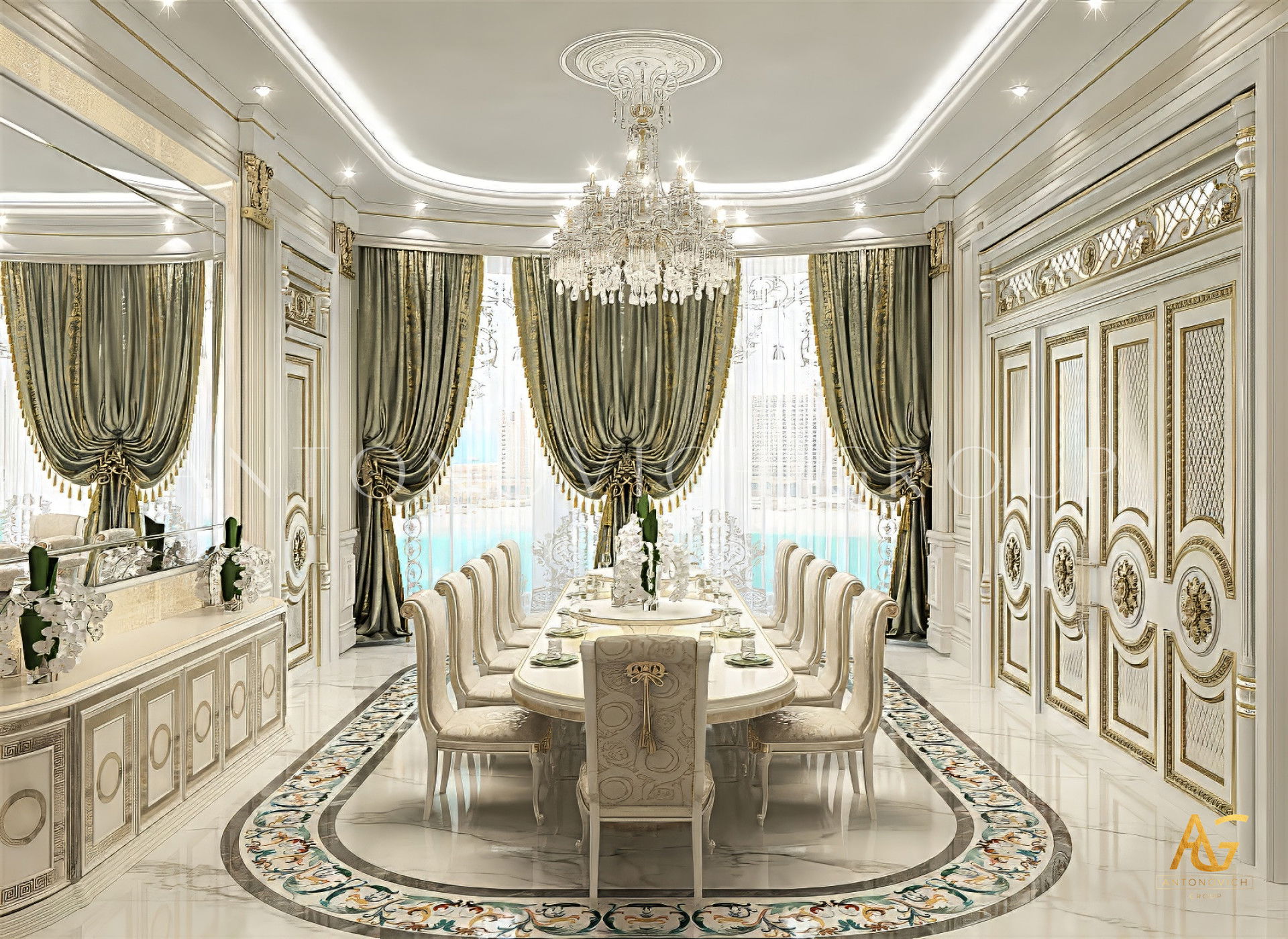 Dining room in classic style