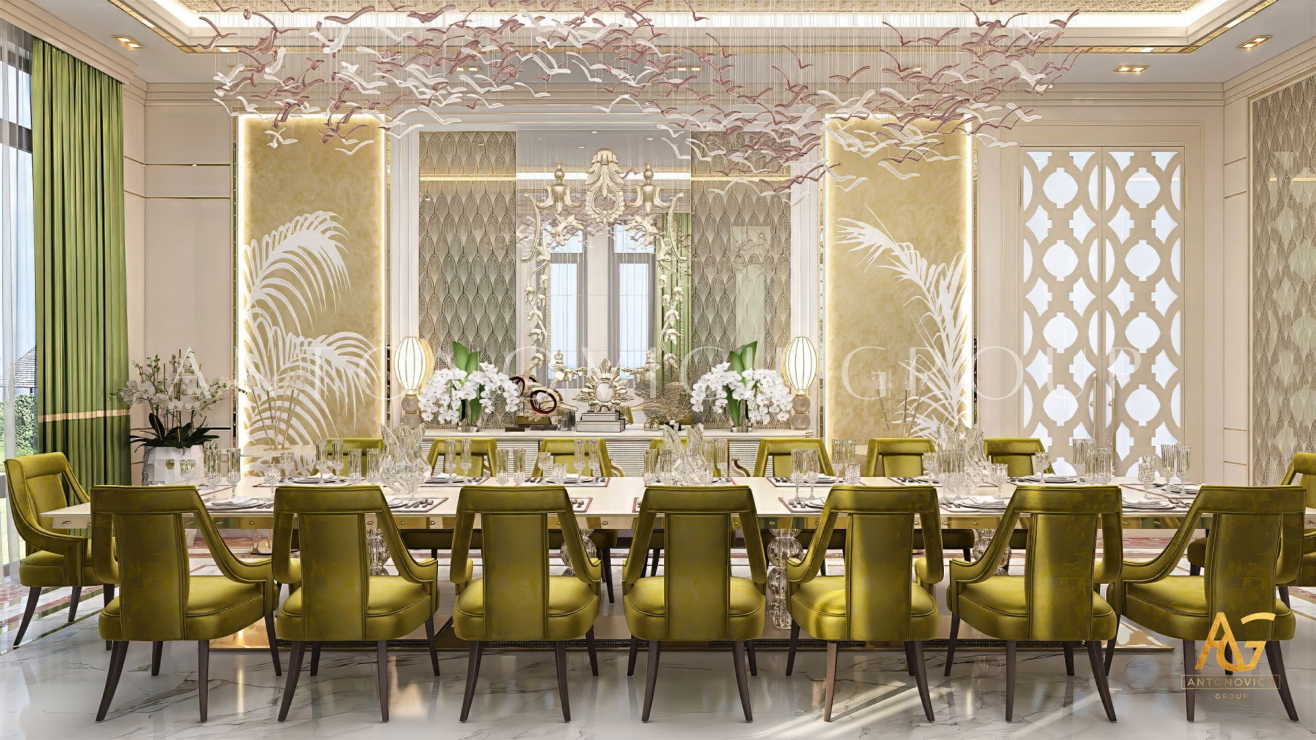 Интерьер столовой виллы