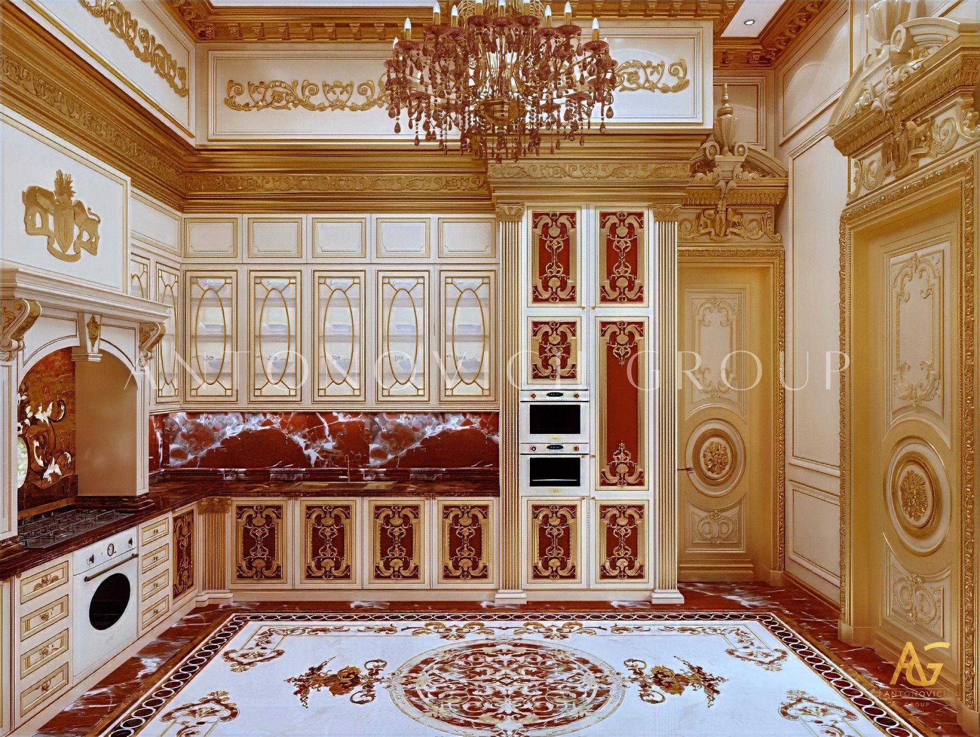 تصميم داخلي كلاسيكي فاخر للمطبخ