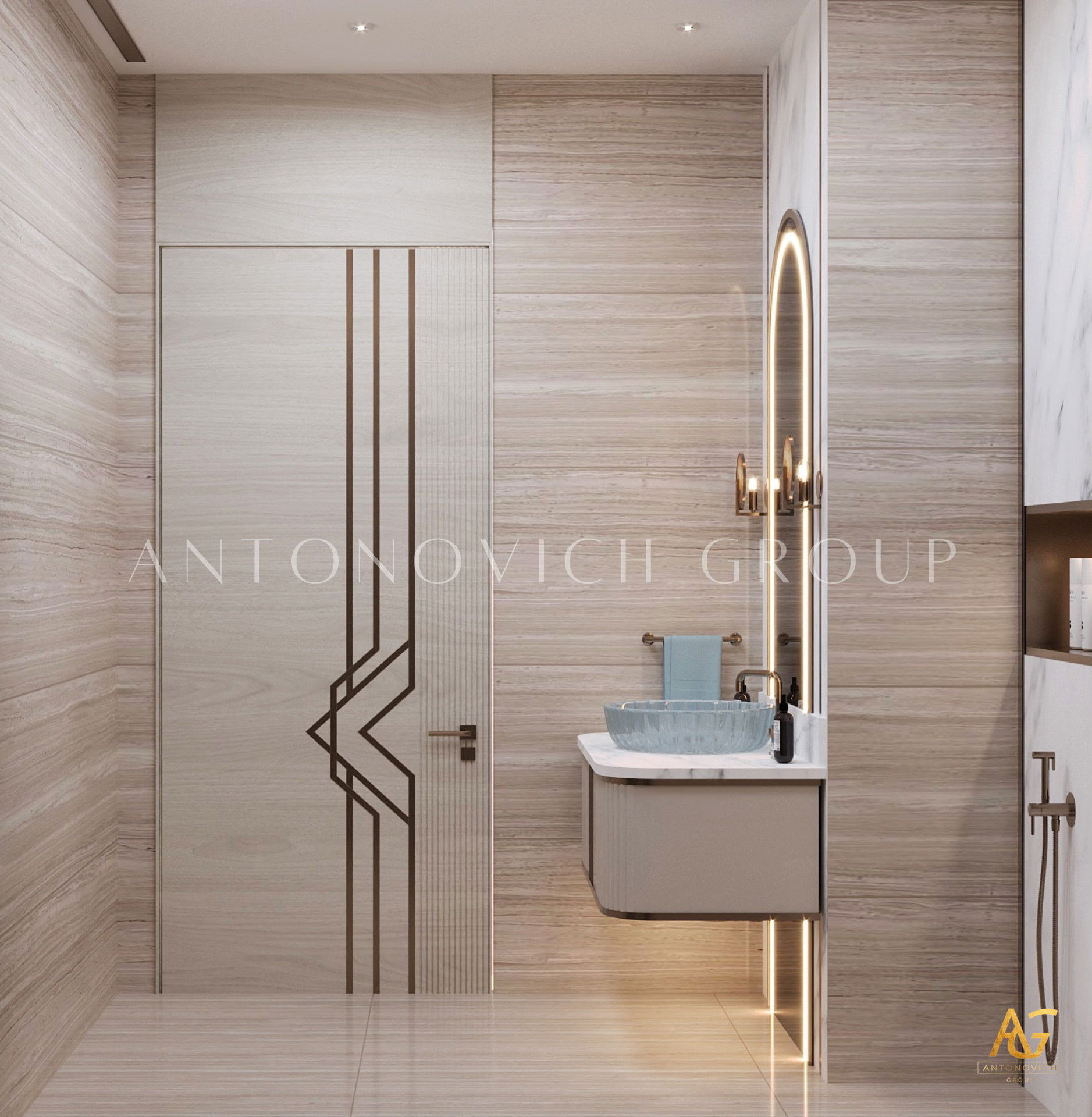 تصميم التصميم الداخلي للحمام بالفن الحديث
