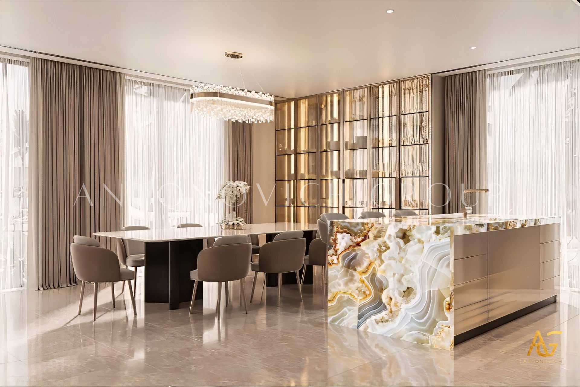 تصميم داخلي لغرفة طعام في الامارات