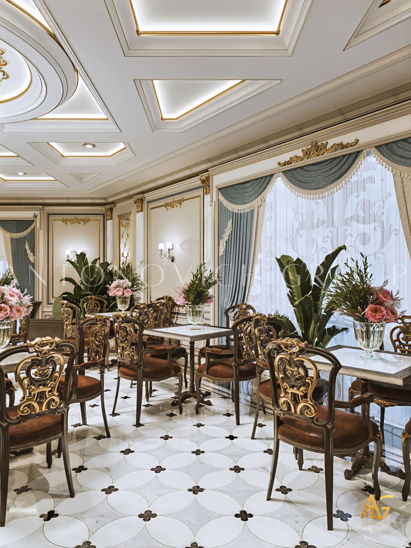 Restaurant's Interior in Classic Style