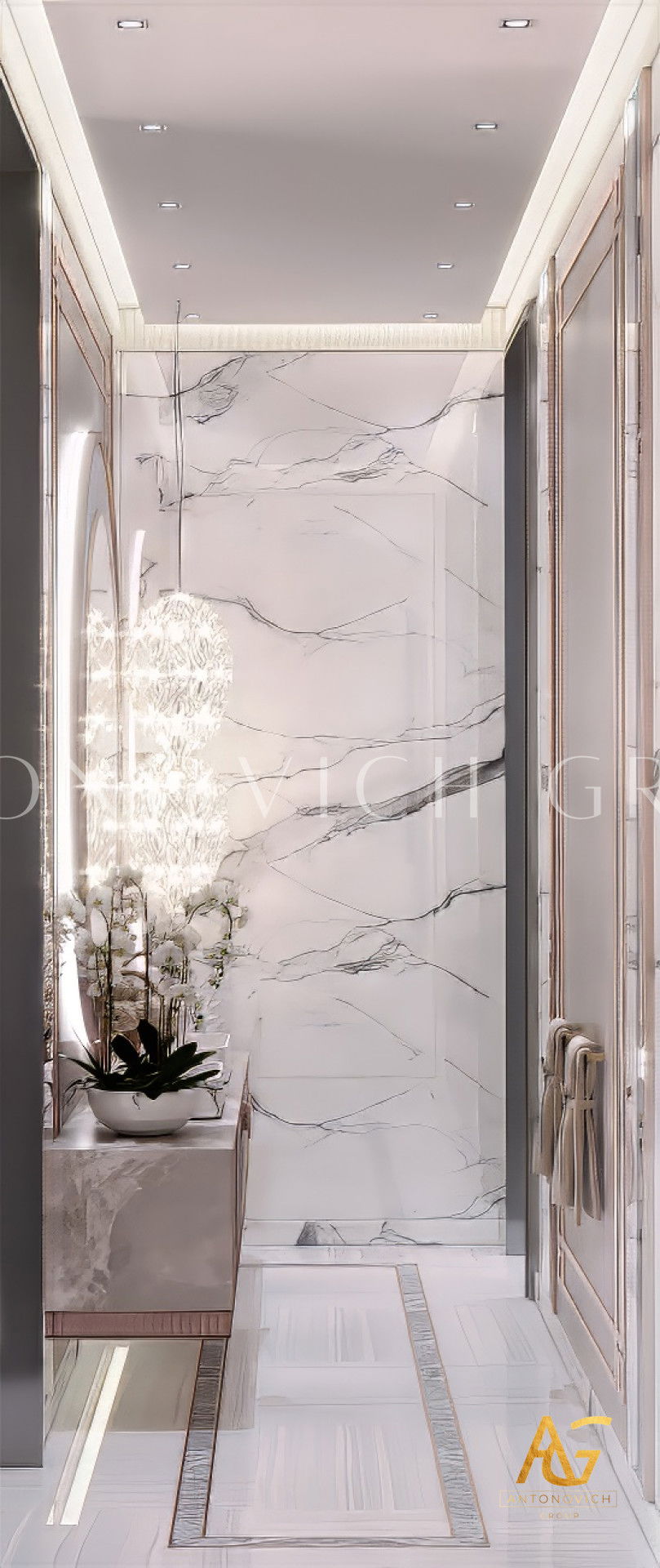 حمام باللون الوردي