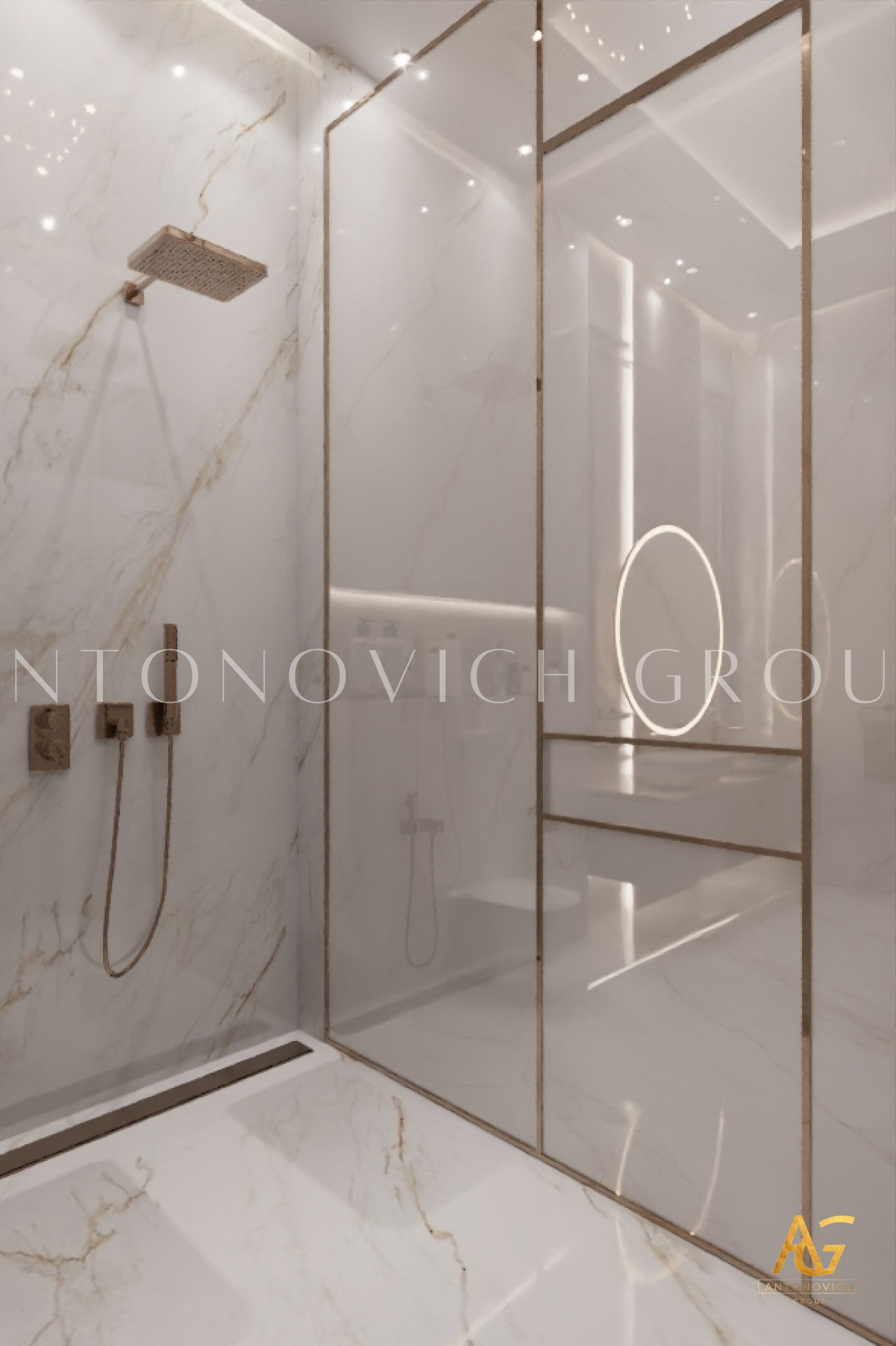 Bathroom design in pink tones