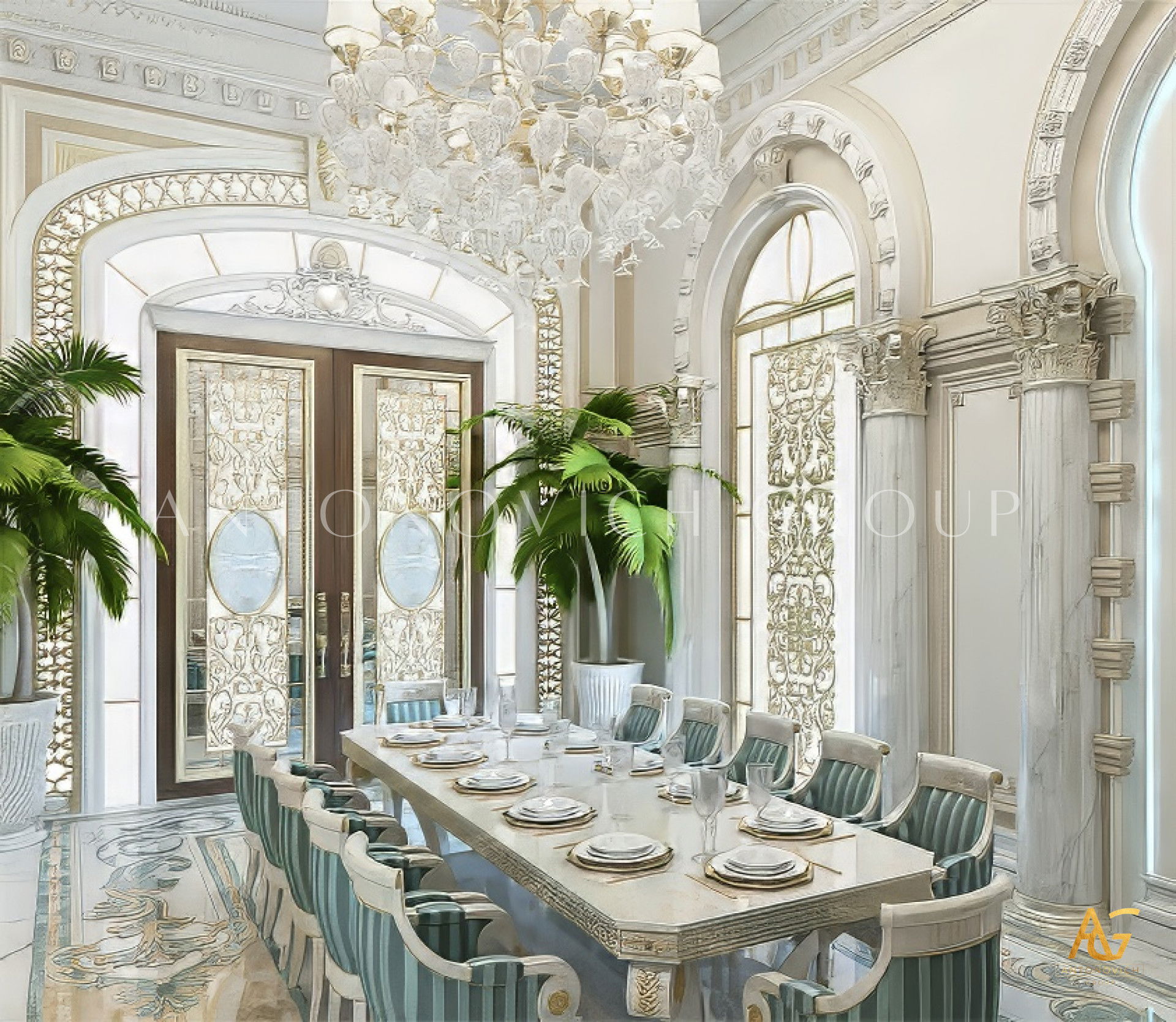 Роскошная гостиная в классическом стиле