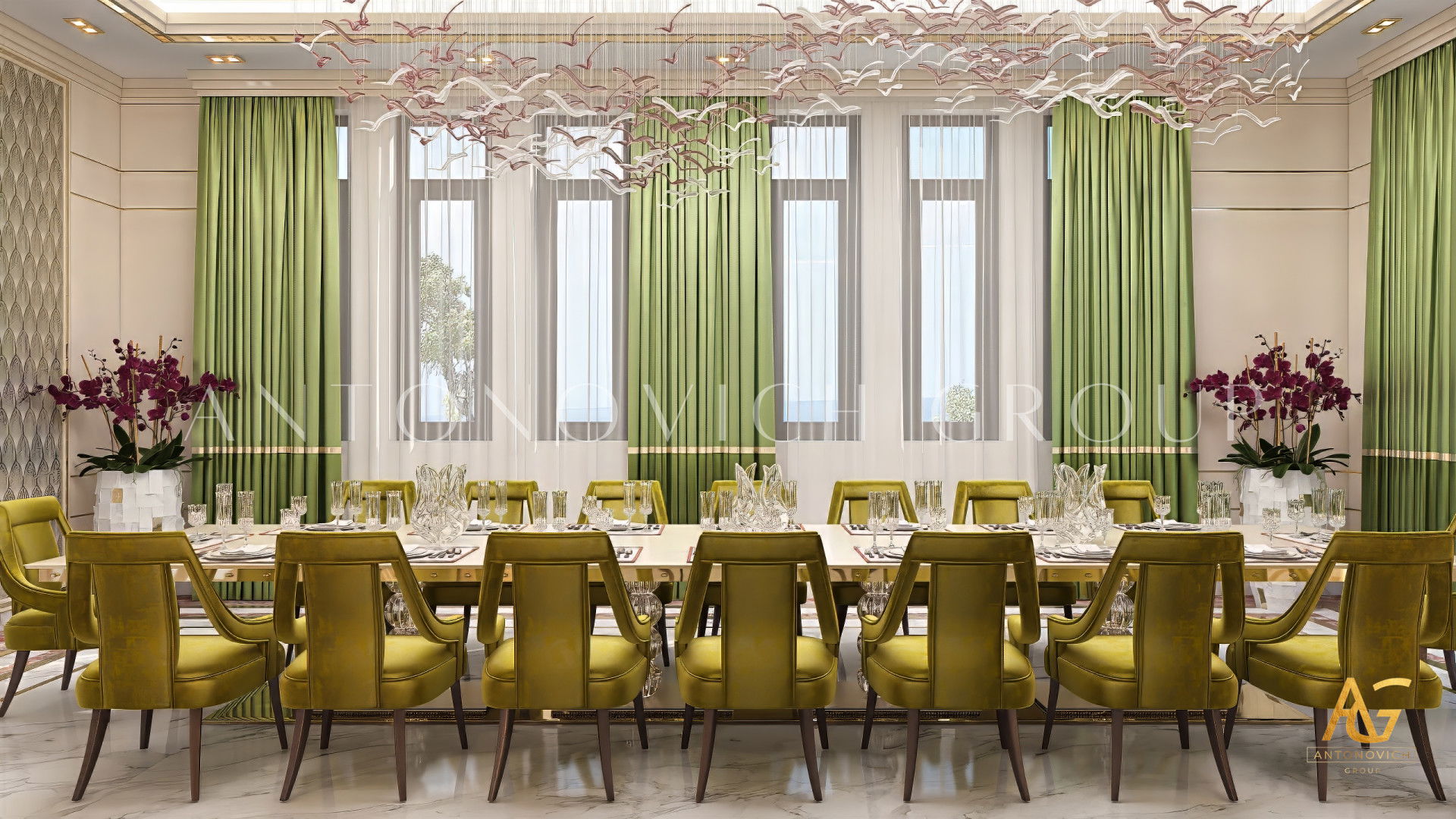 Интерьер столовой виллы