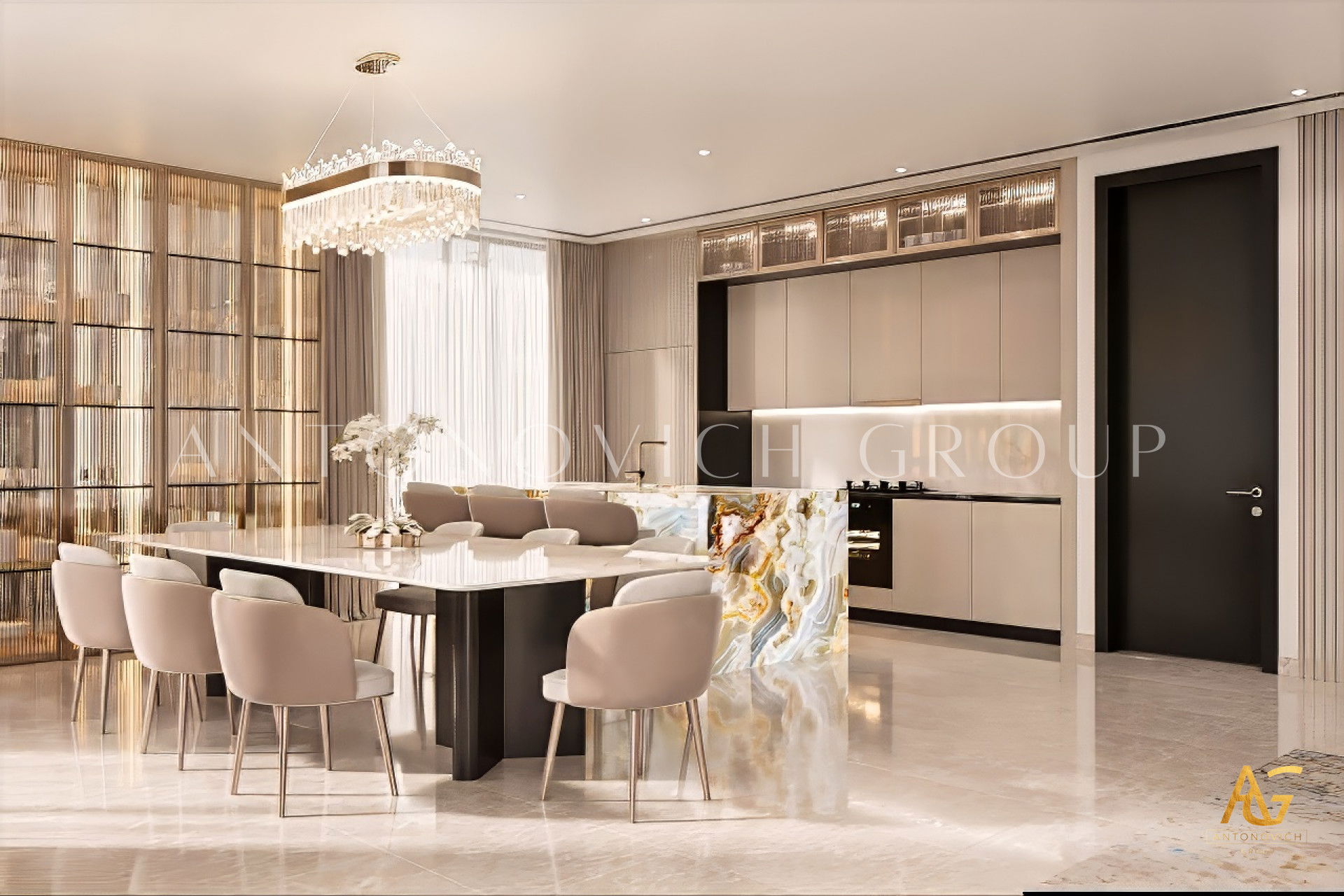 تصميم داخلي لغرفة طعام في الامارات