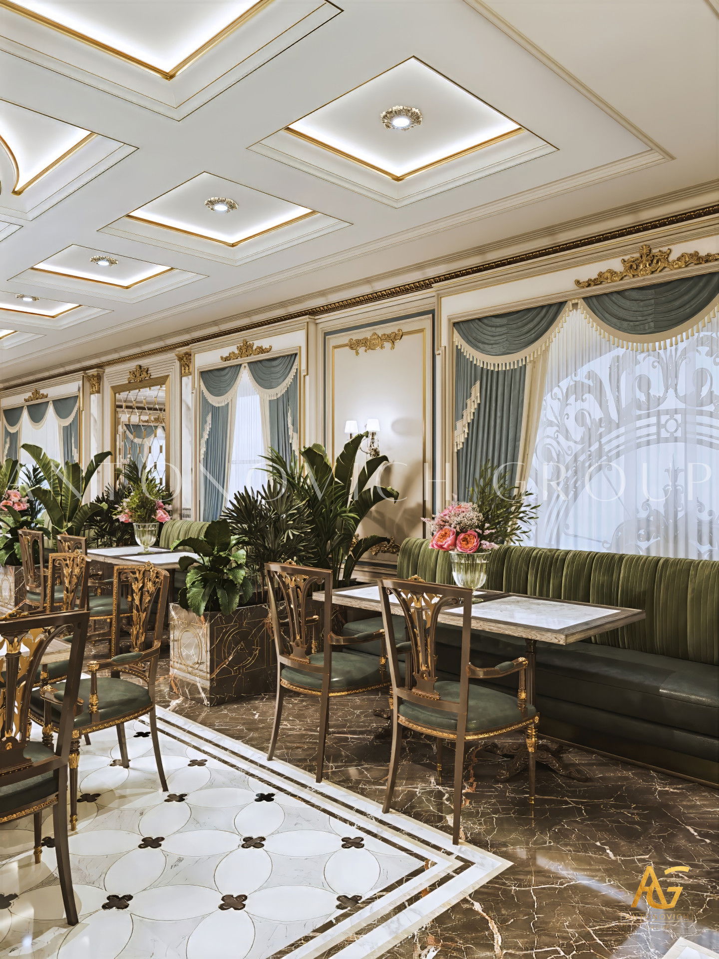 Restaurant's Interior in Classic Style