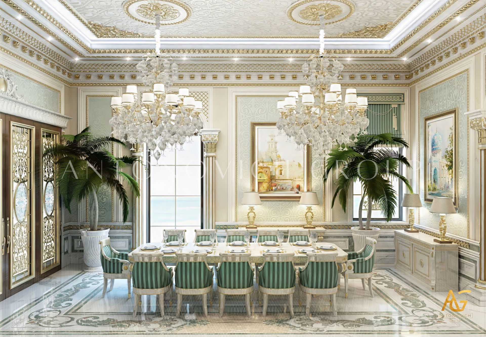 Роскошная гостиная в классическом стиле