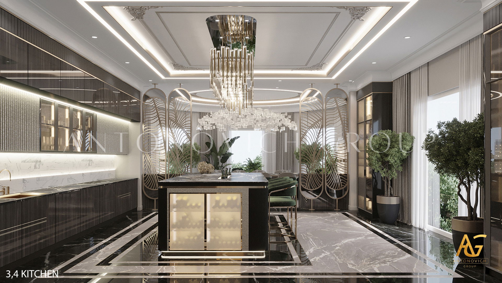Kitchen with an accent island