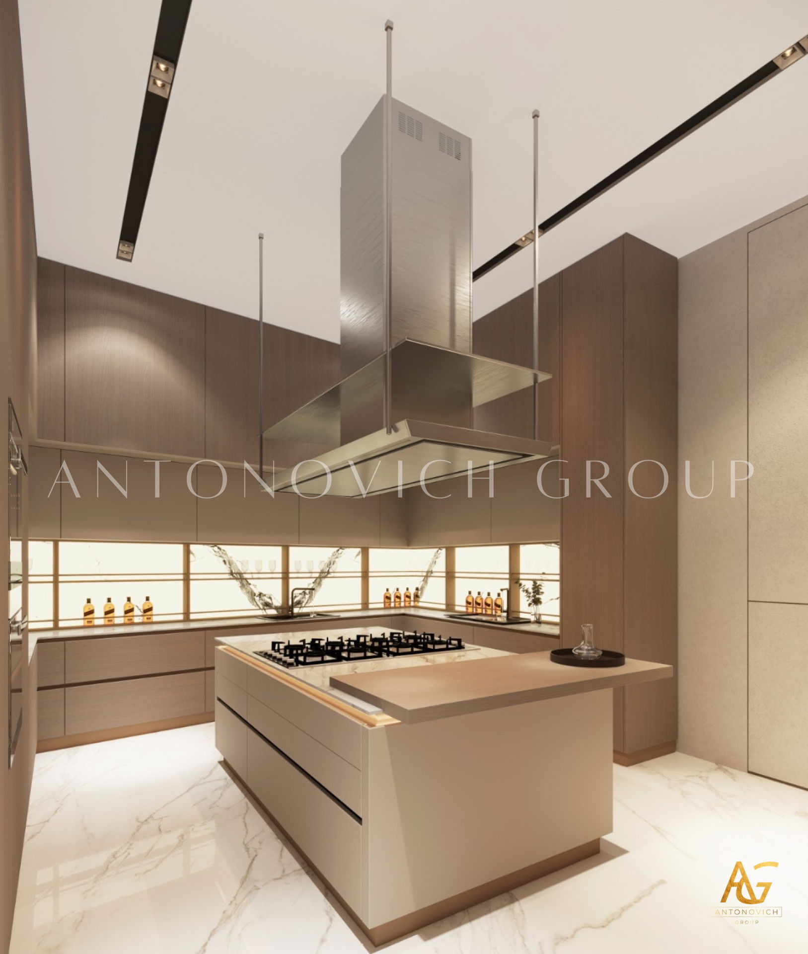 Роскошный интерьер кухни в вилле в Дубае