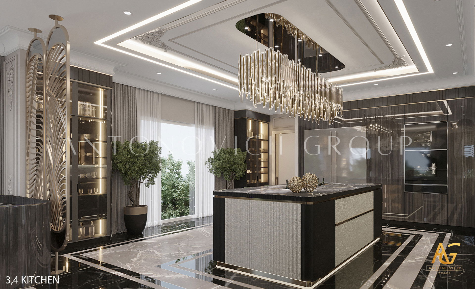 Kitchen with an accent island