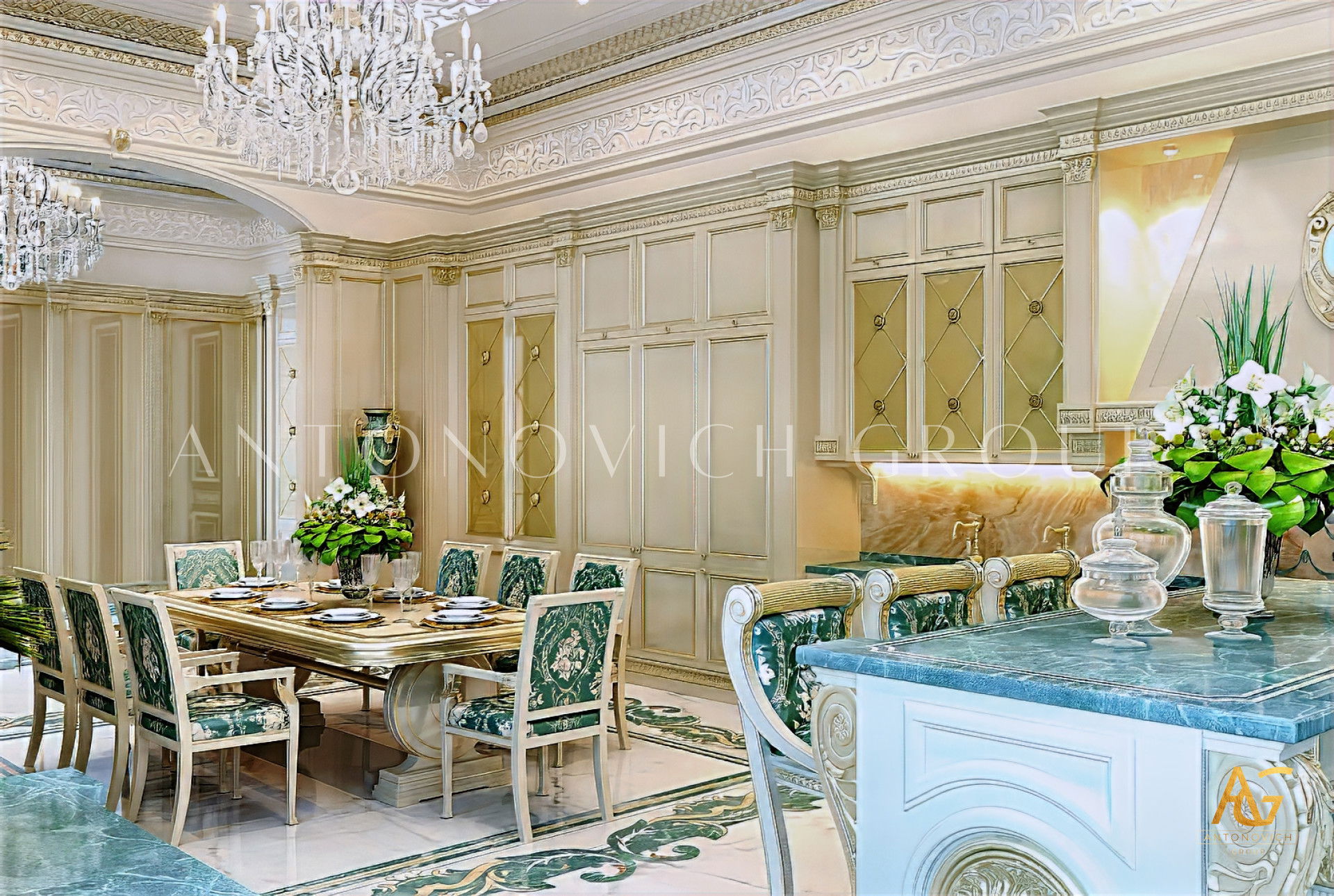 Elegant Blue Kitchen Design