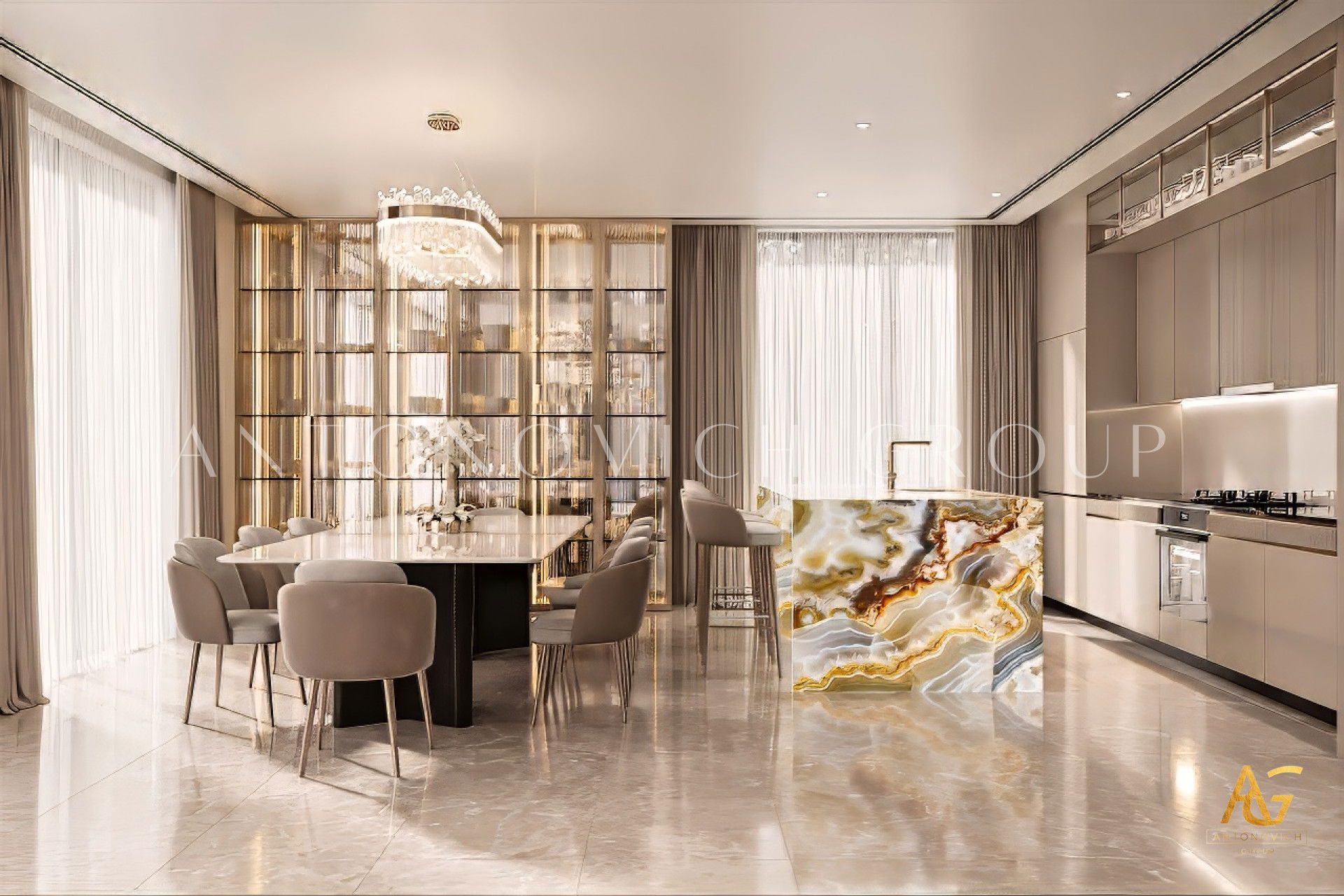 تصميم داخلي لغرفة طعام في الامارات