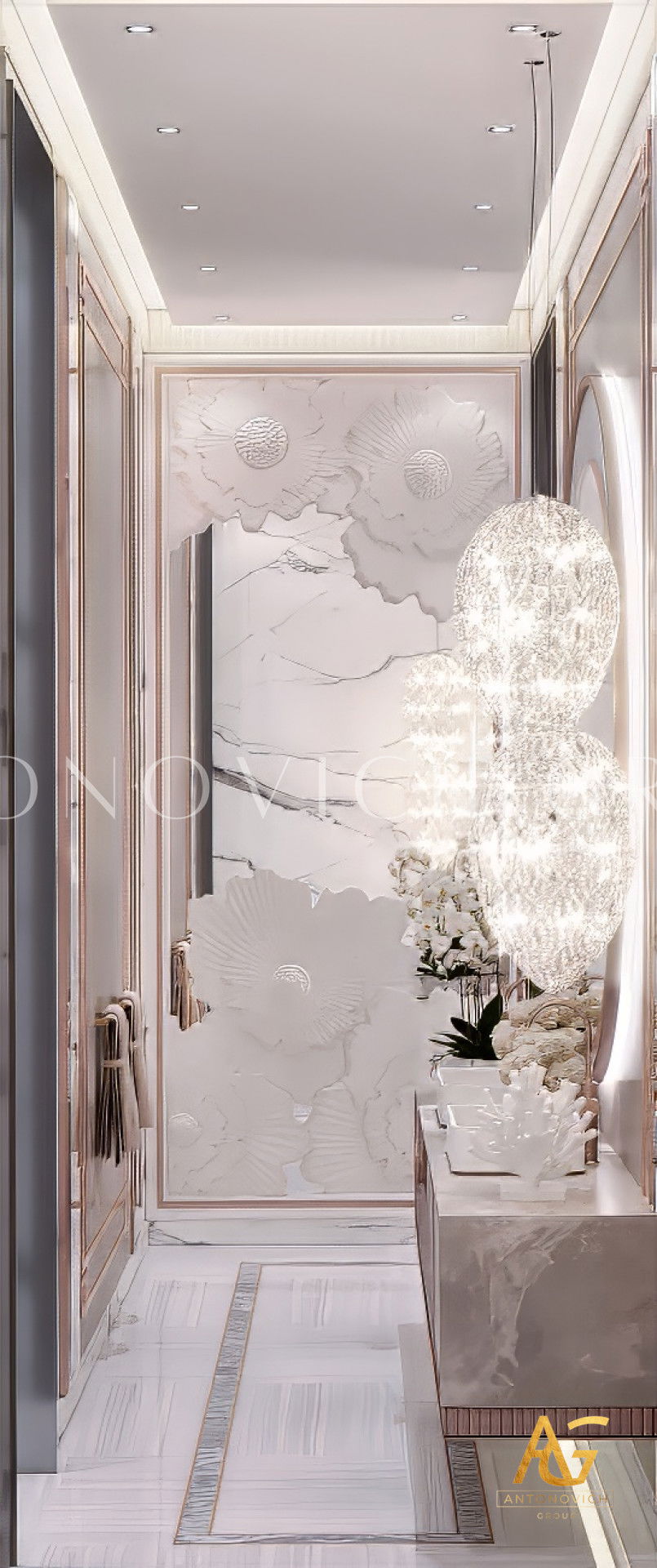 حمام باللون الوردي