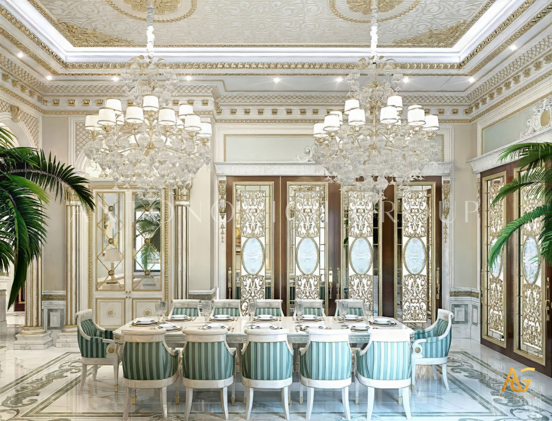 Роскошная гостиная в классическом стиле