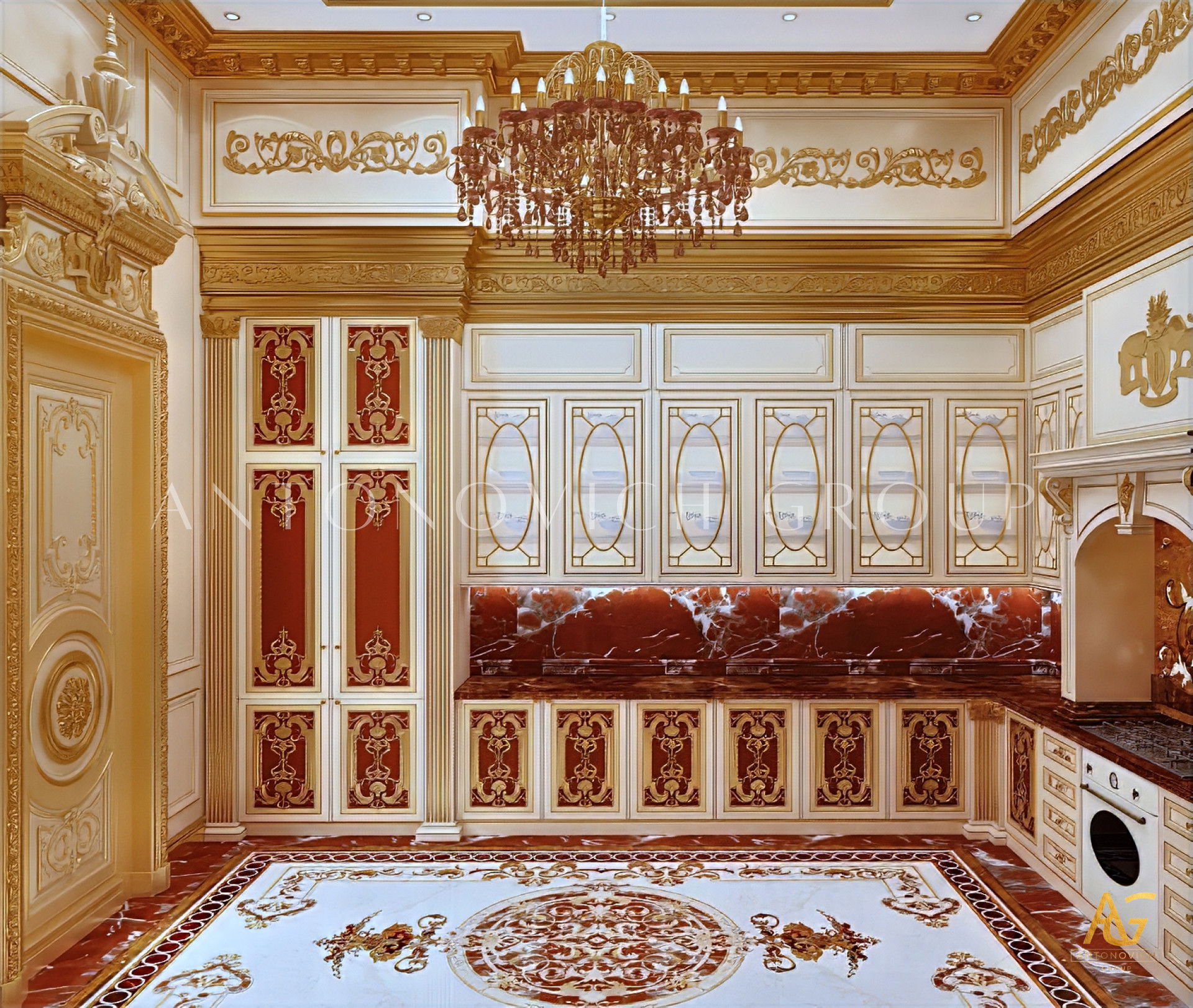 تصميم داخلي كلاسيكي فاخر للمطبخ