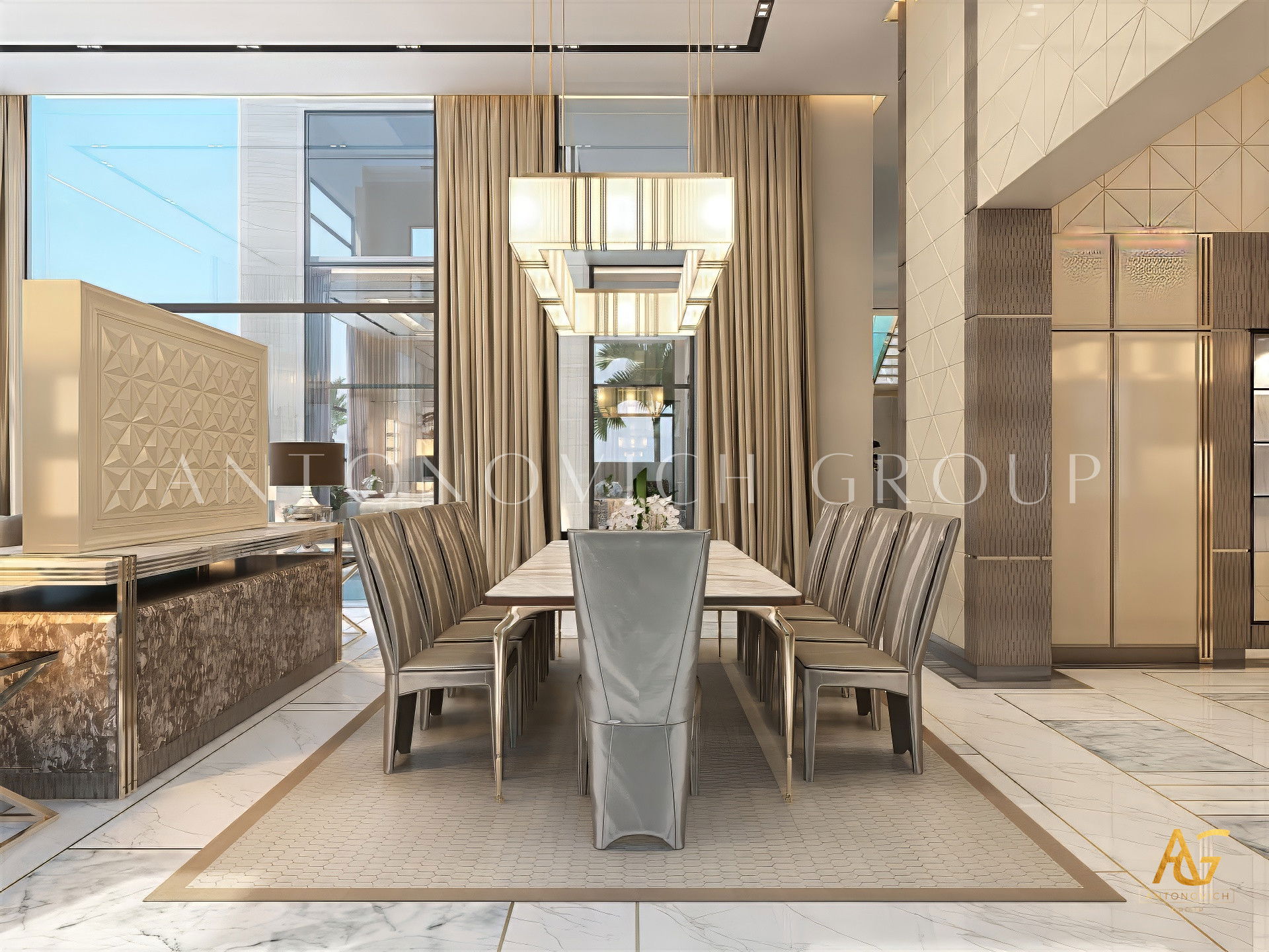 Modern dining space interior