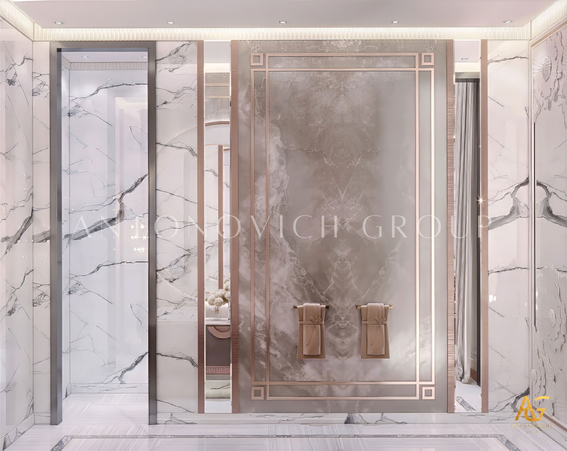 حمام باللون الوردي