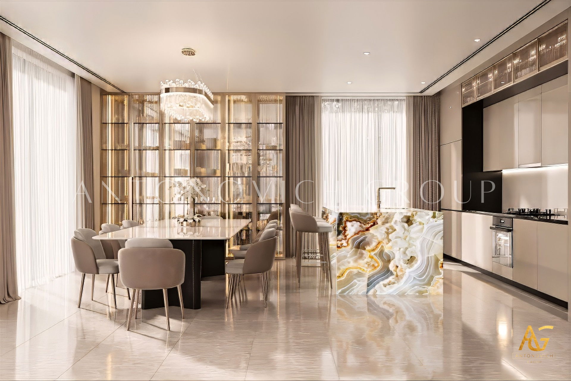 تصميم داخلي لغرفة طعام في الامارات