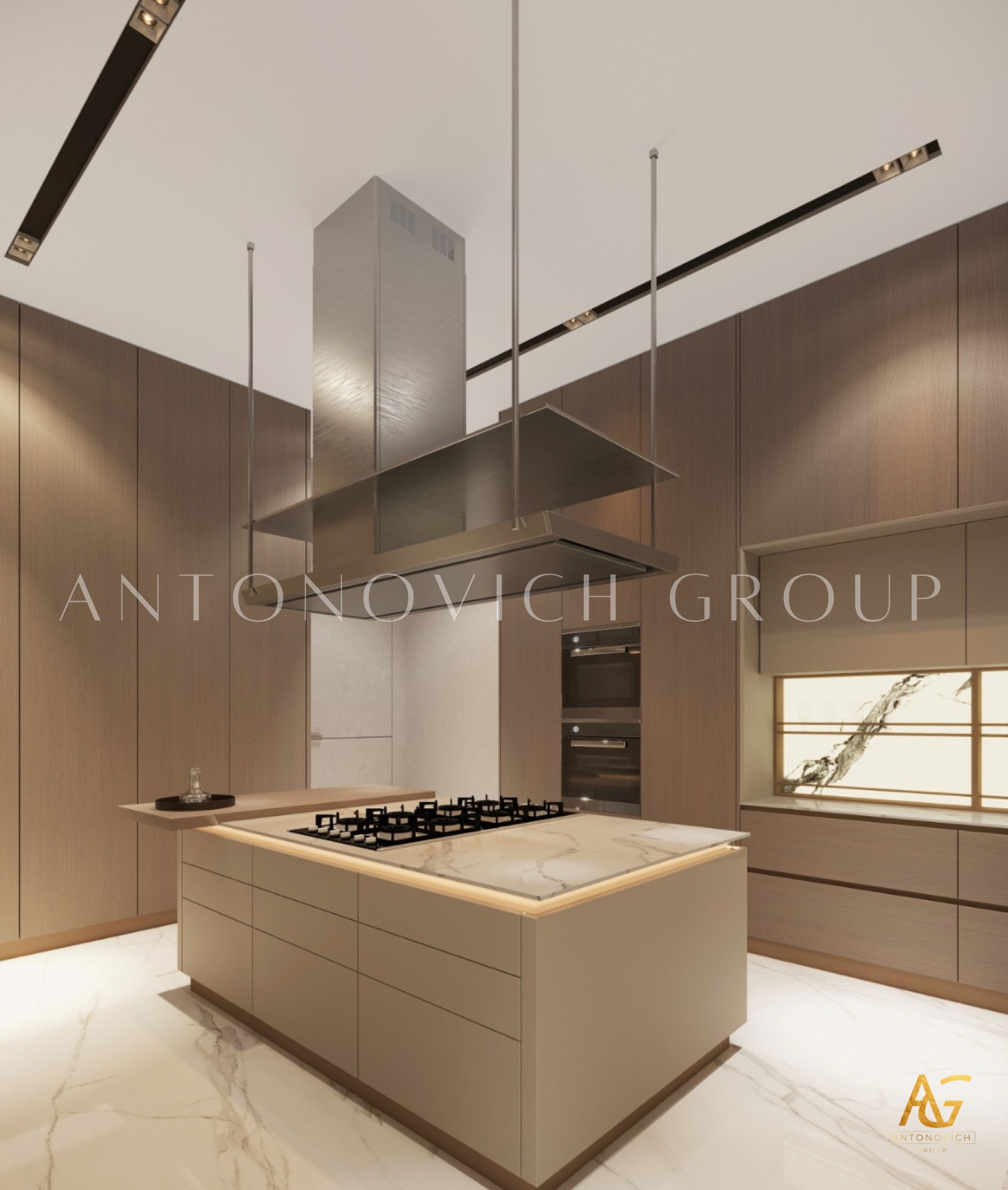 Роскошный интерьер кухни в вилле в Дубае