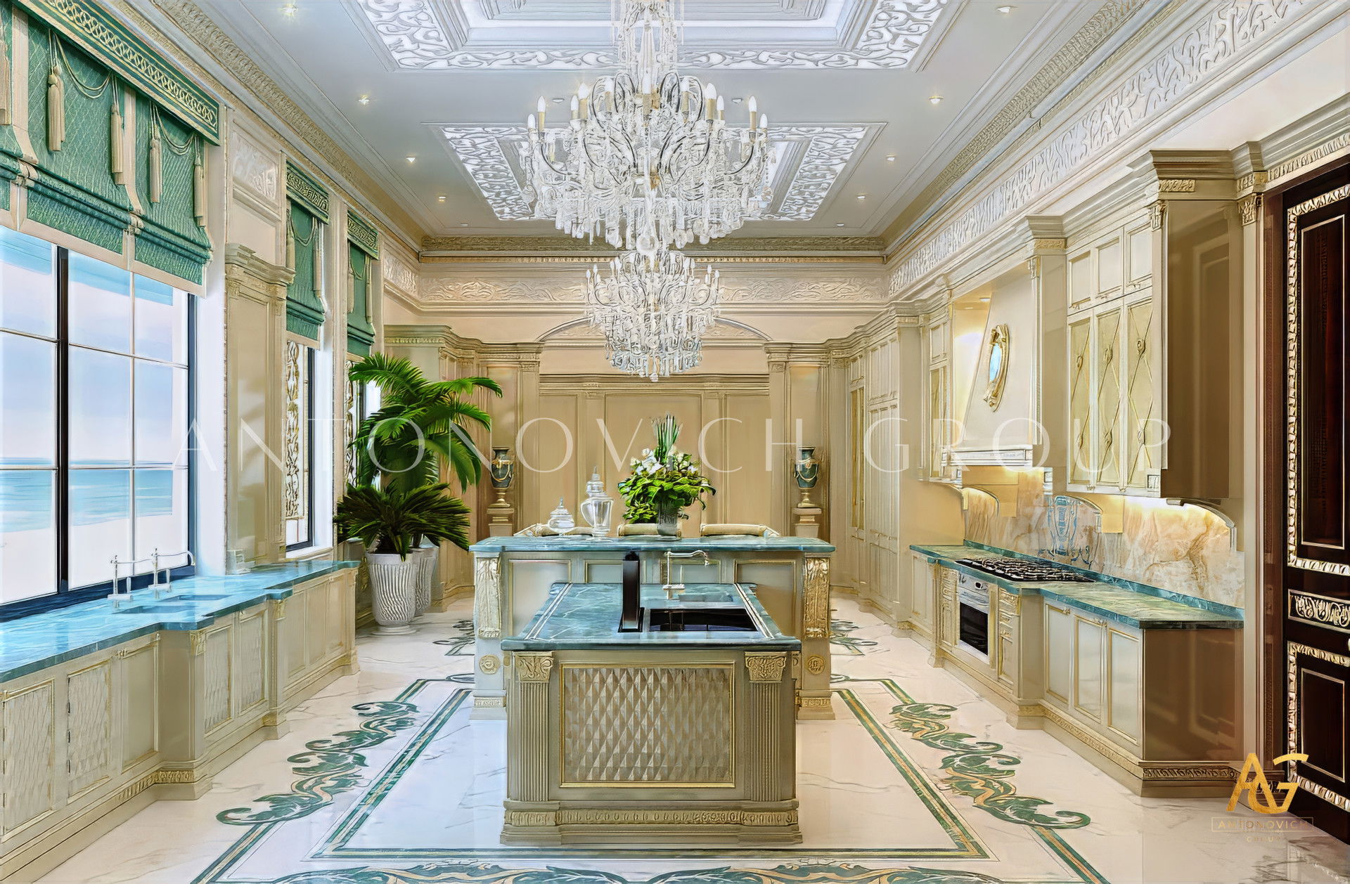 Elegant Blue Kitchen Design