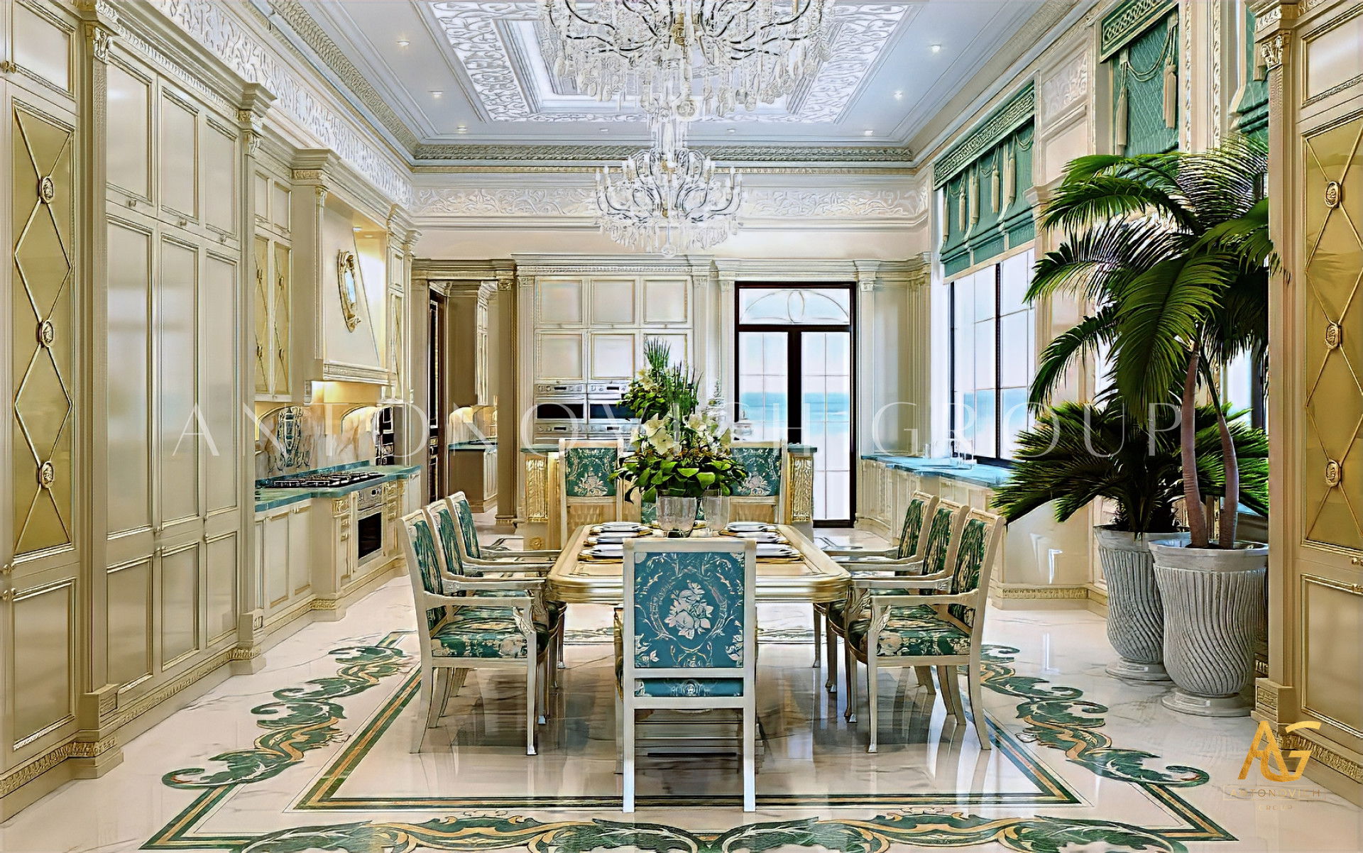 Elegant Blue Kitchen Design