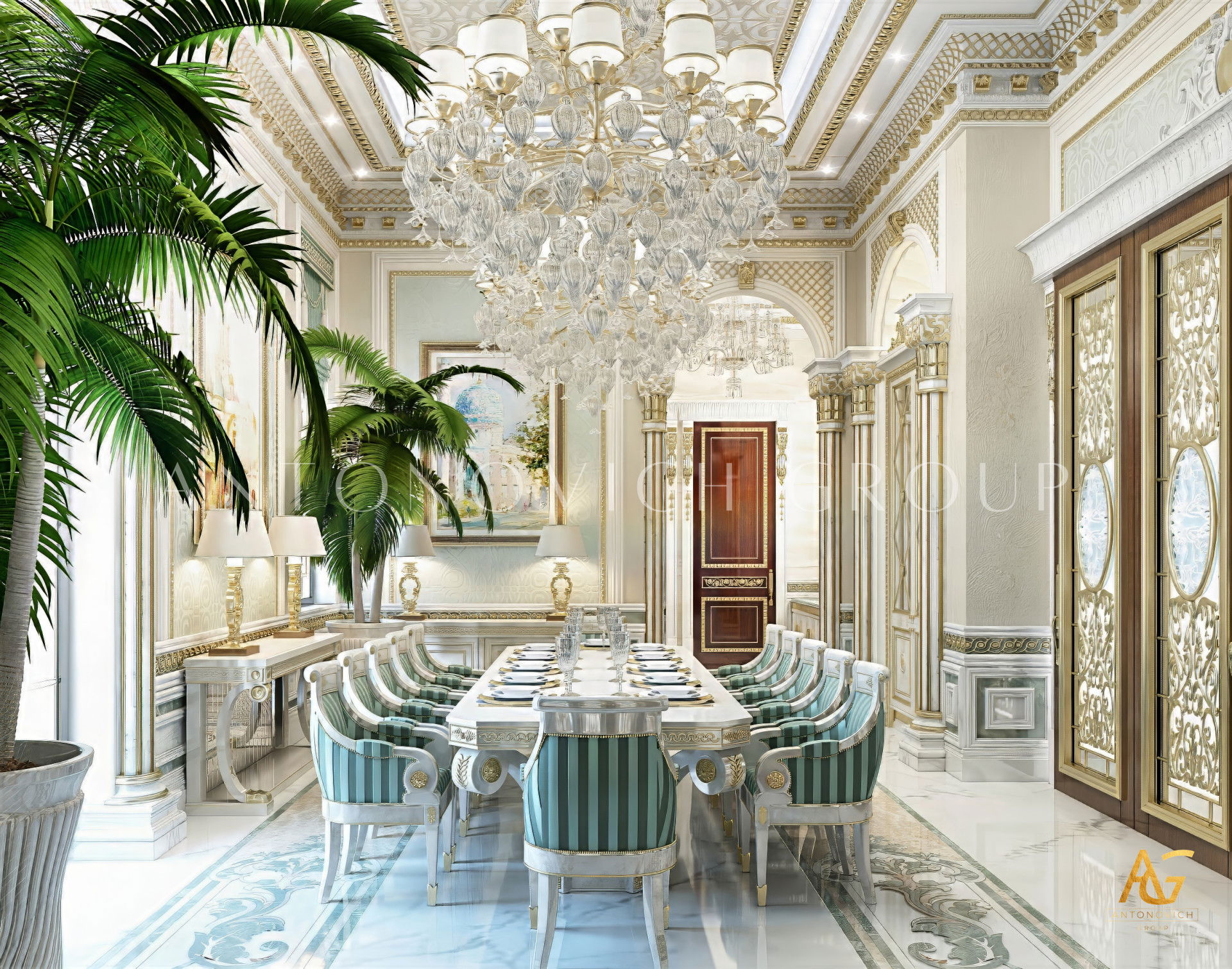 Роскошная гостиная в классическом стиле