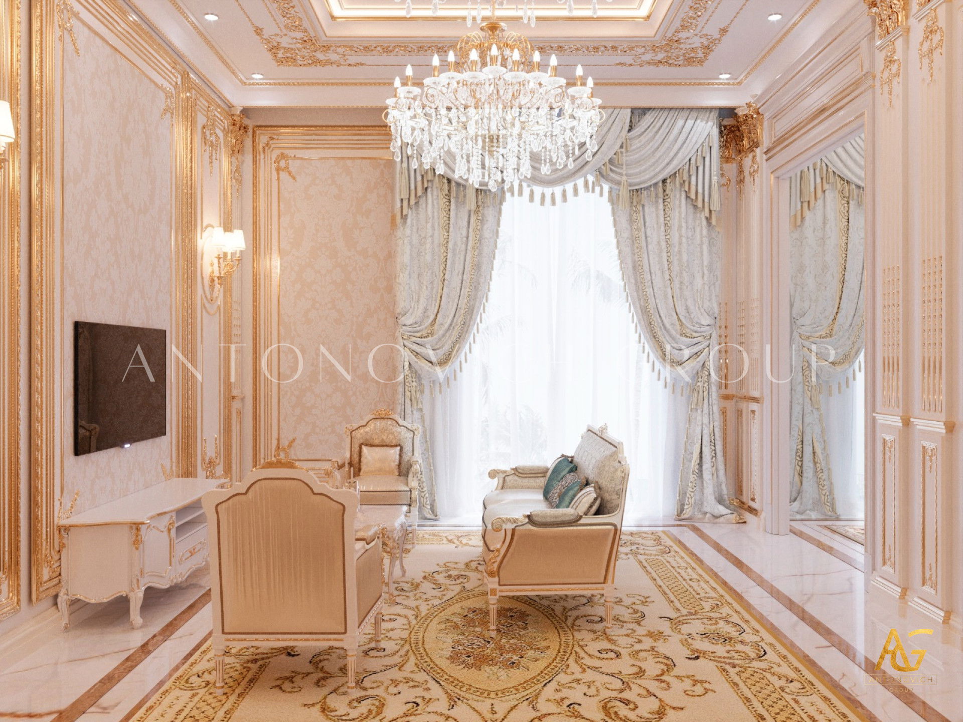 Дизайн маджлиса: лёгкость, голубая палитра и уют