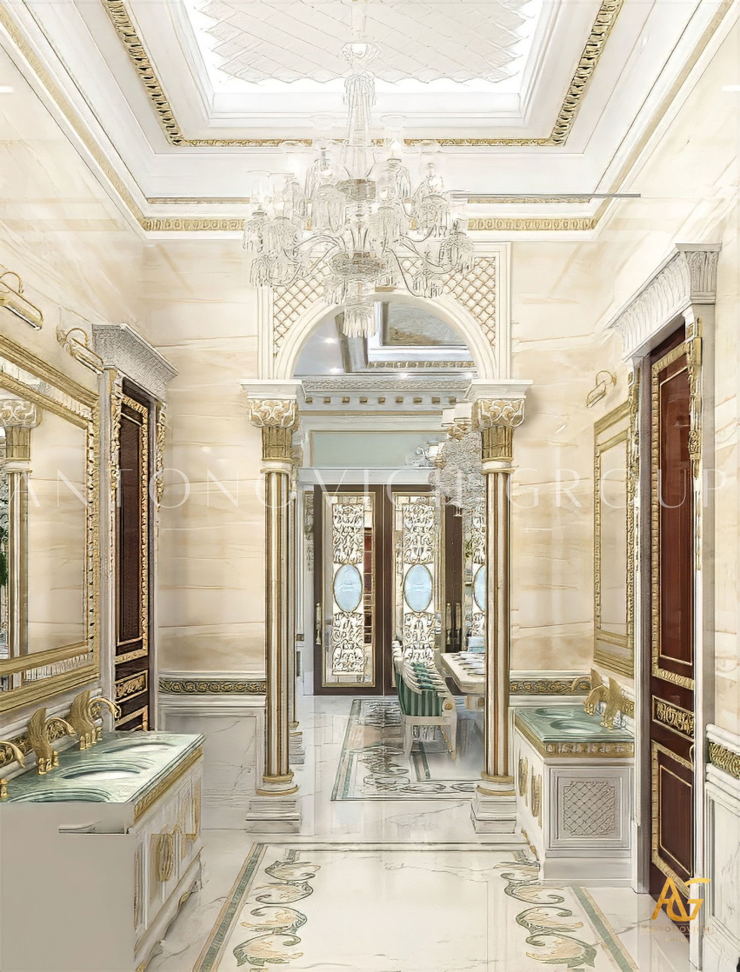 Роскошная гостиная в классическом стиле