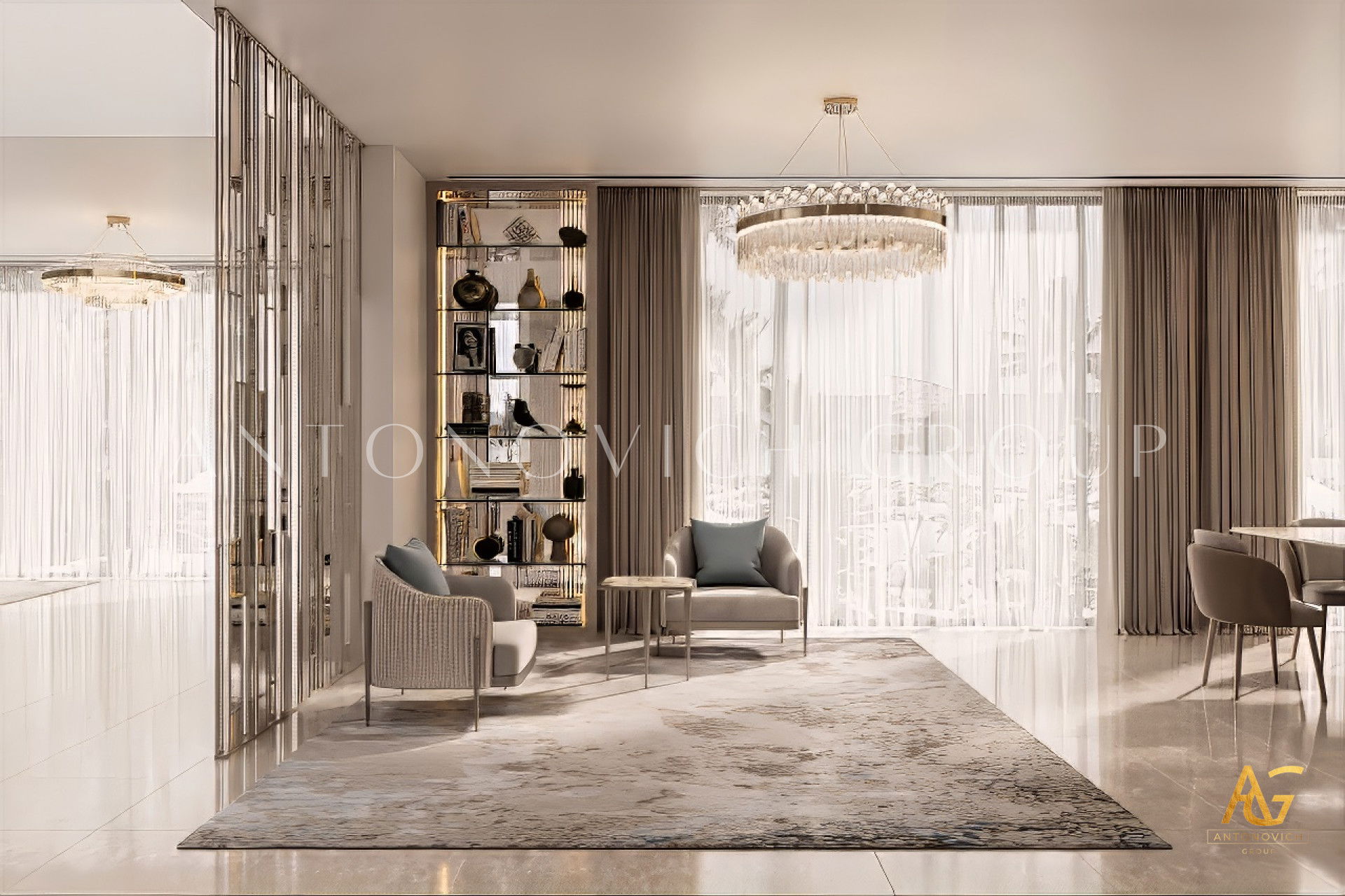 تصميم داخلي لغرفة طعام في الامارات