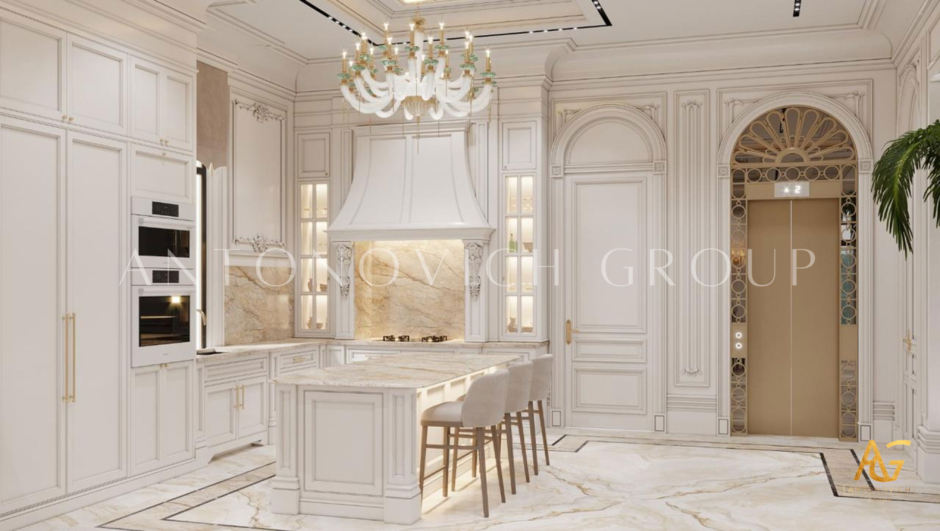 Kitchen with Family Dining Room Setup