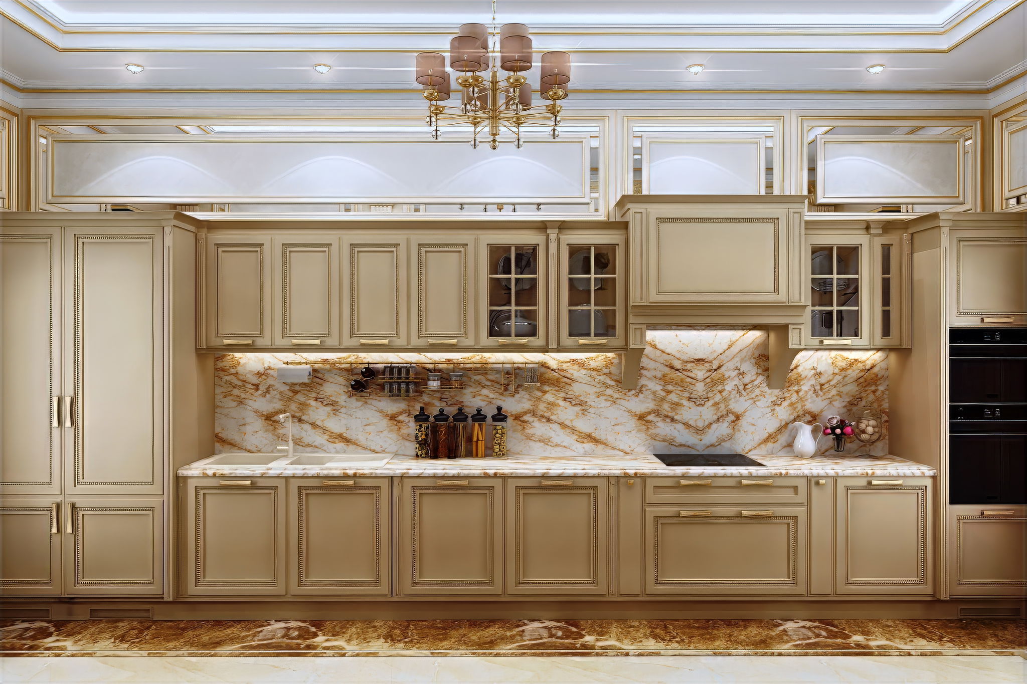 مطبخ كلاسيكي مع منطقة جلوس