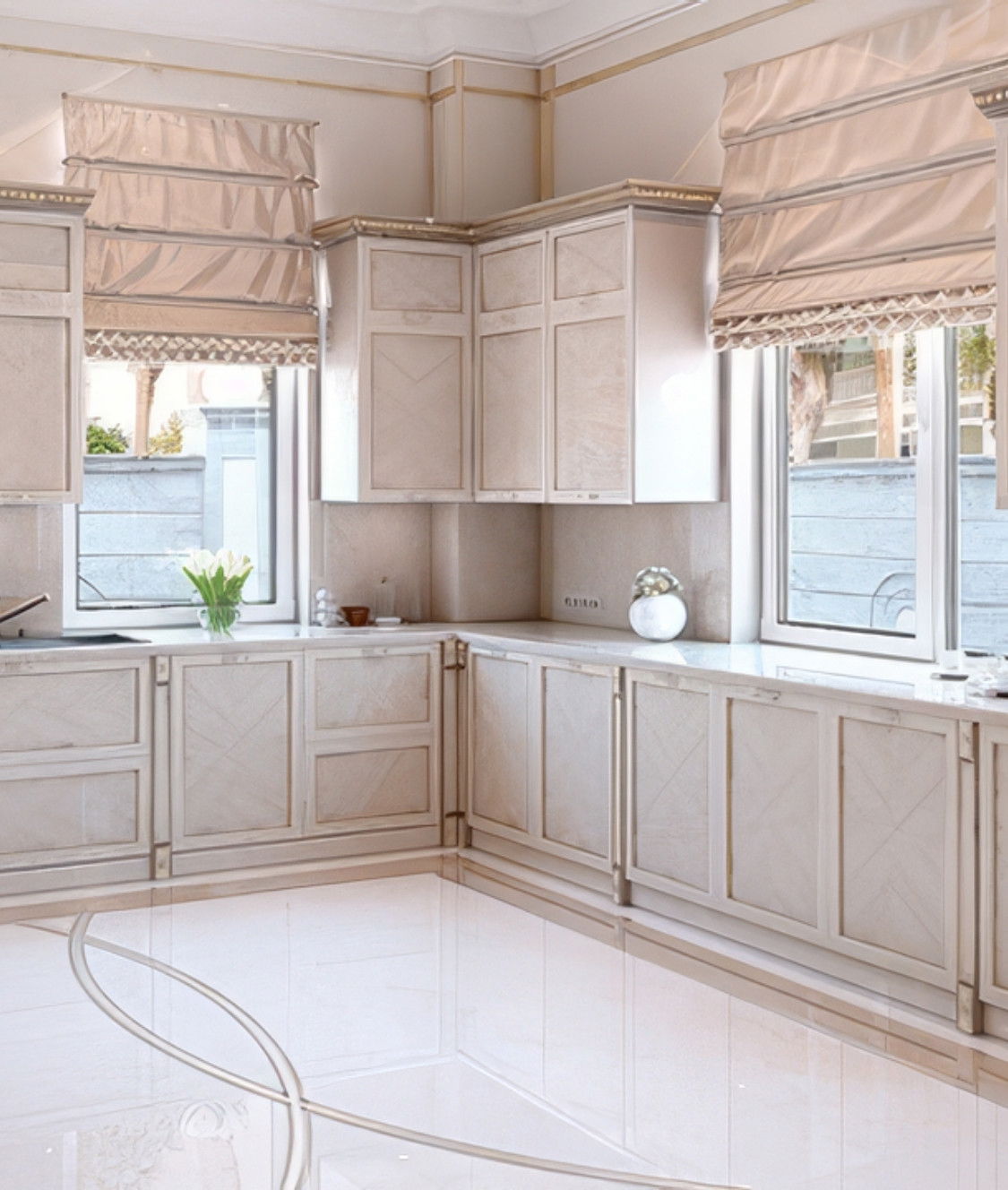 المطبخ مع النمط المكرر