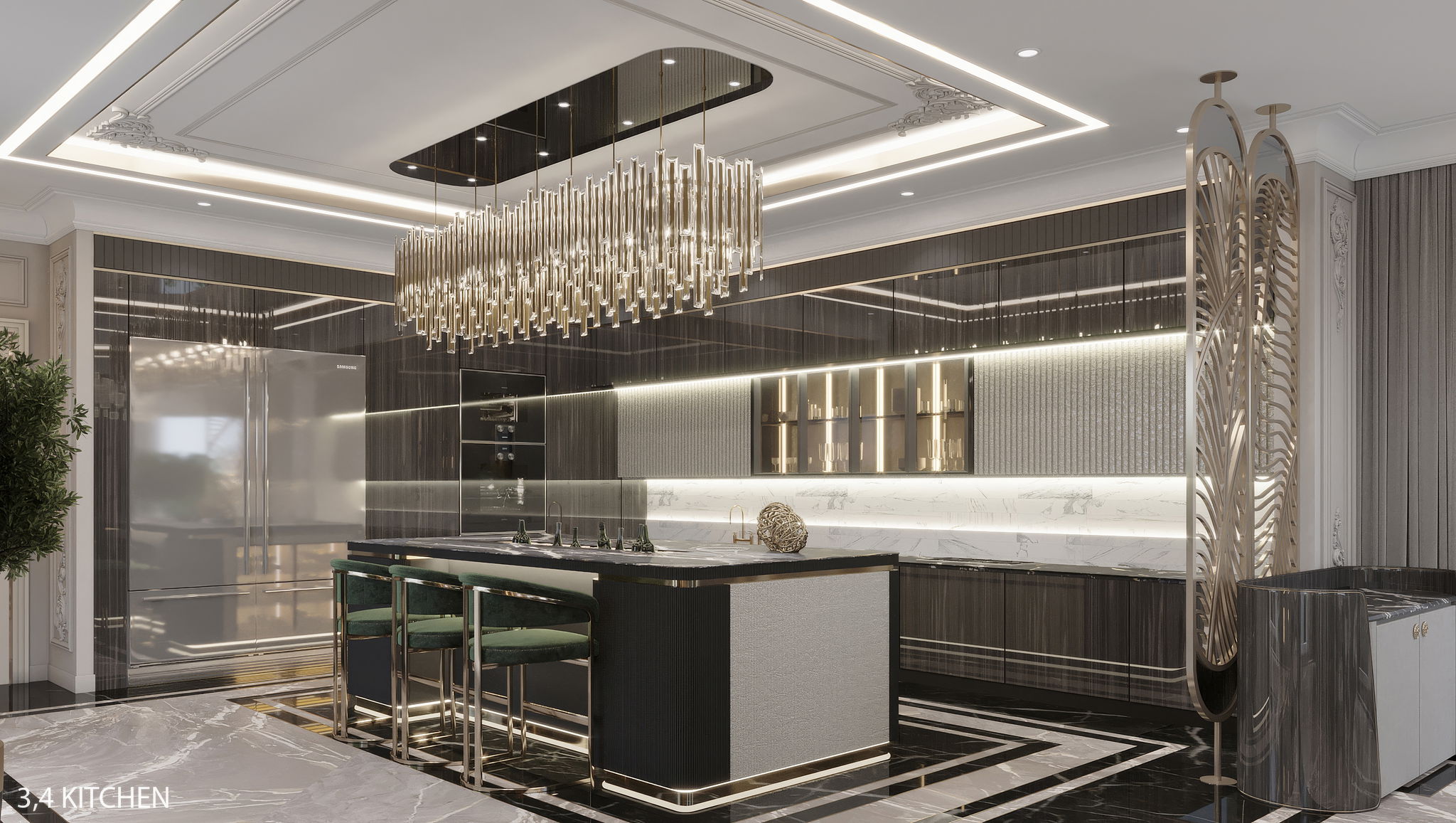 Kitchen with an accent island