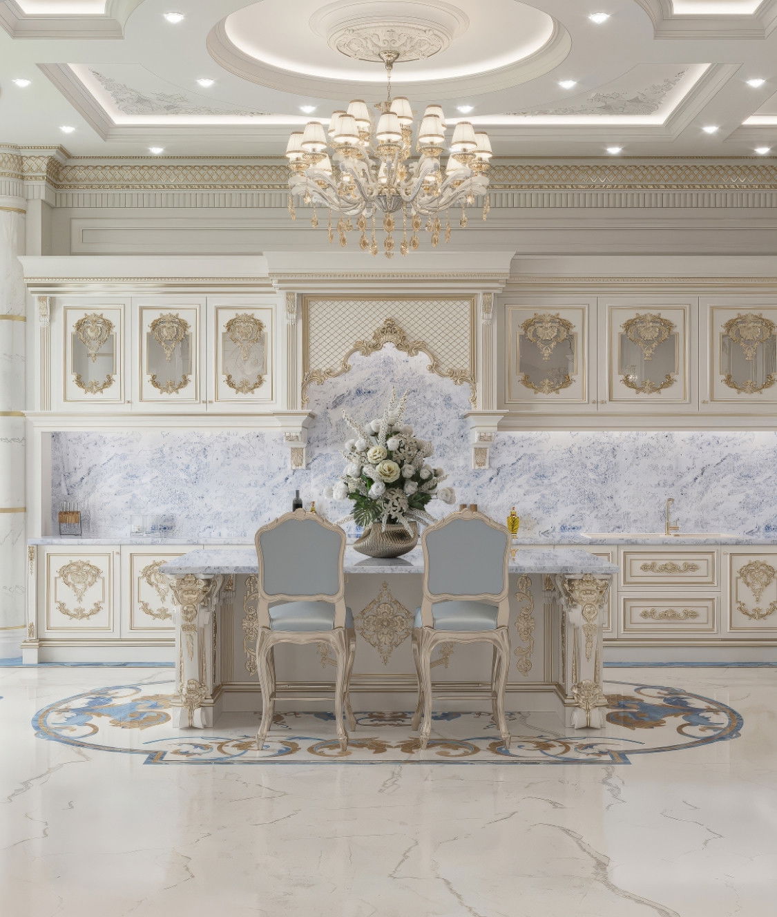 التصميم الداخلي للمطبخ الفاخر في دبي