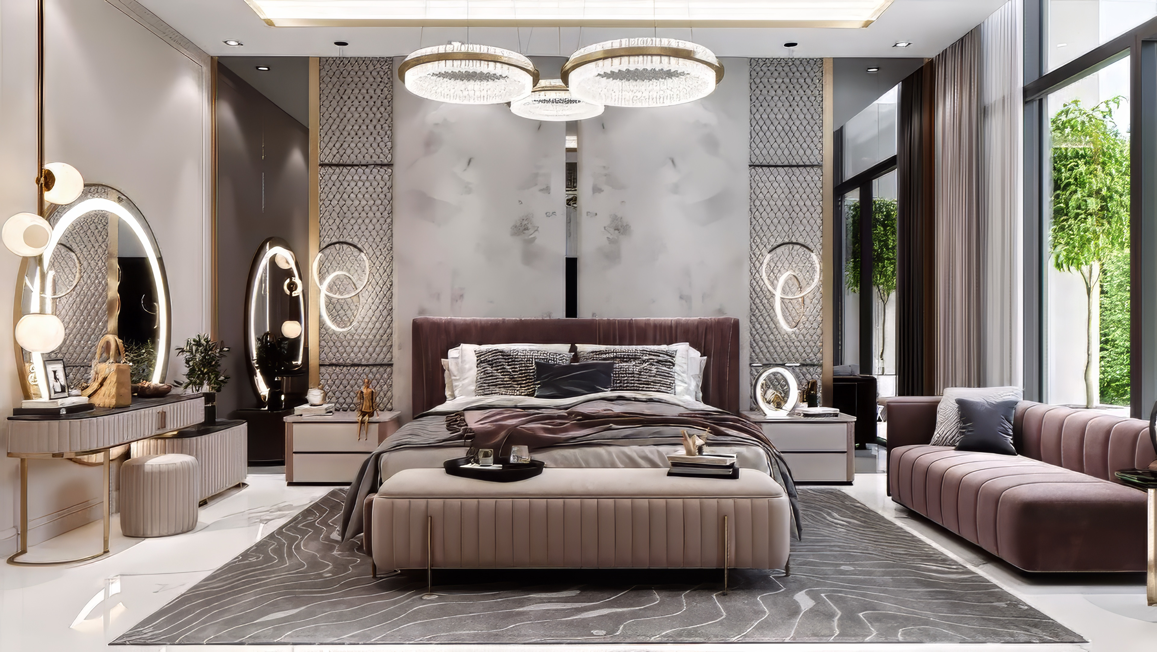 Fashionable bedroom interior