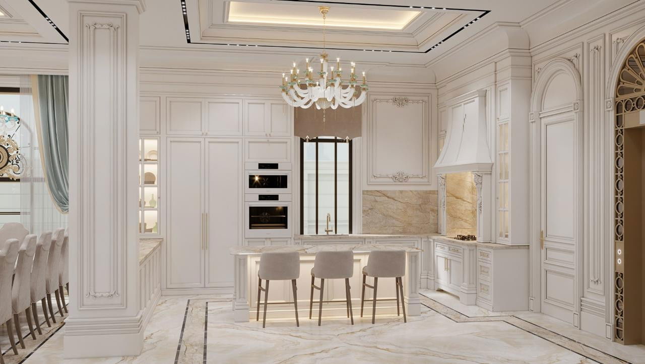 Kitchen with Family Dining Room Setup