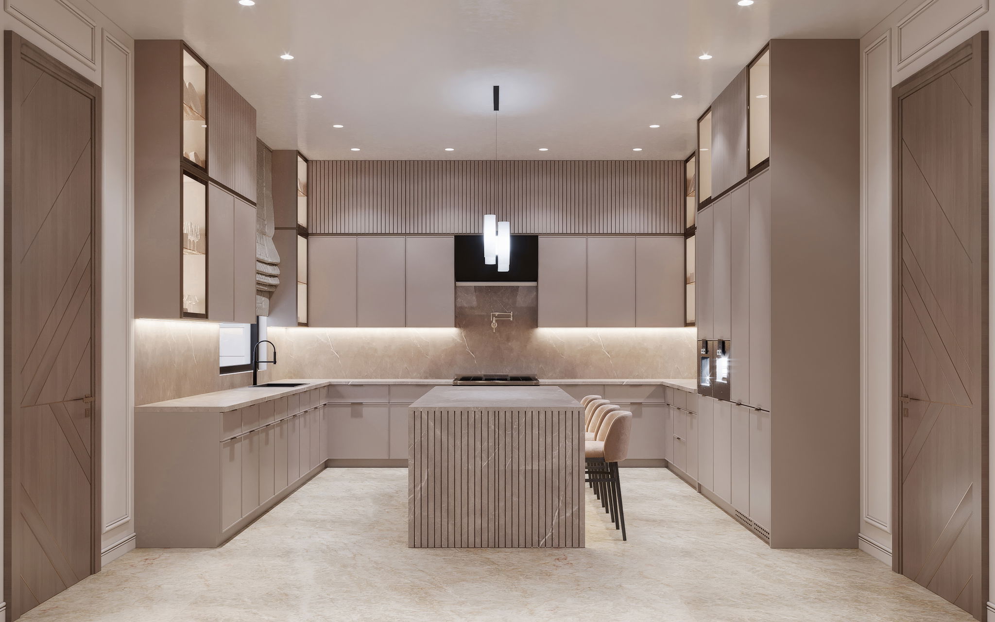 التصميم الداخلي للمطبخ بالكلاسيكية الحديثة