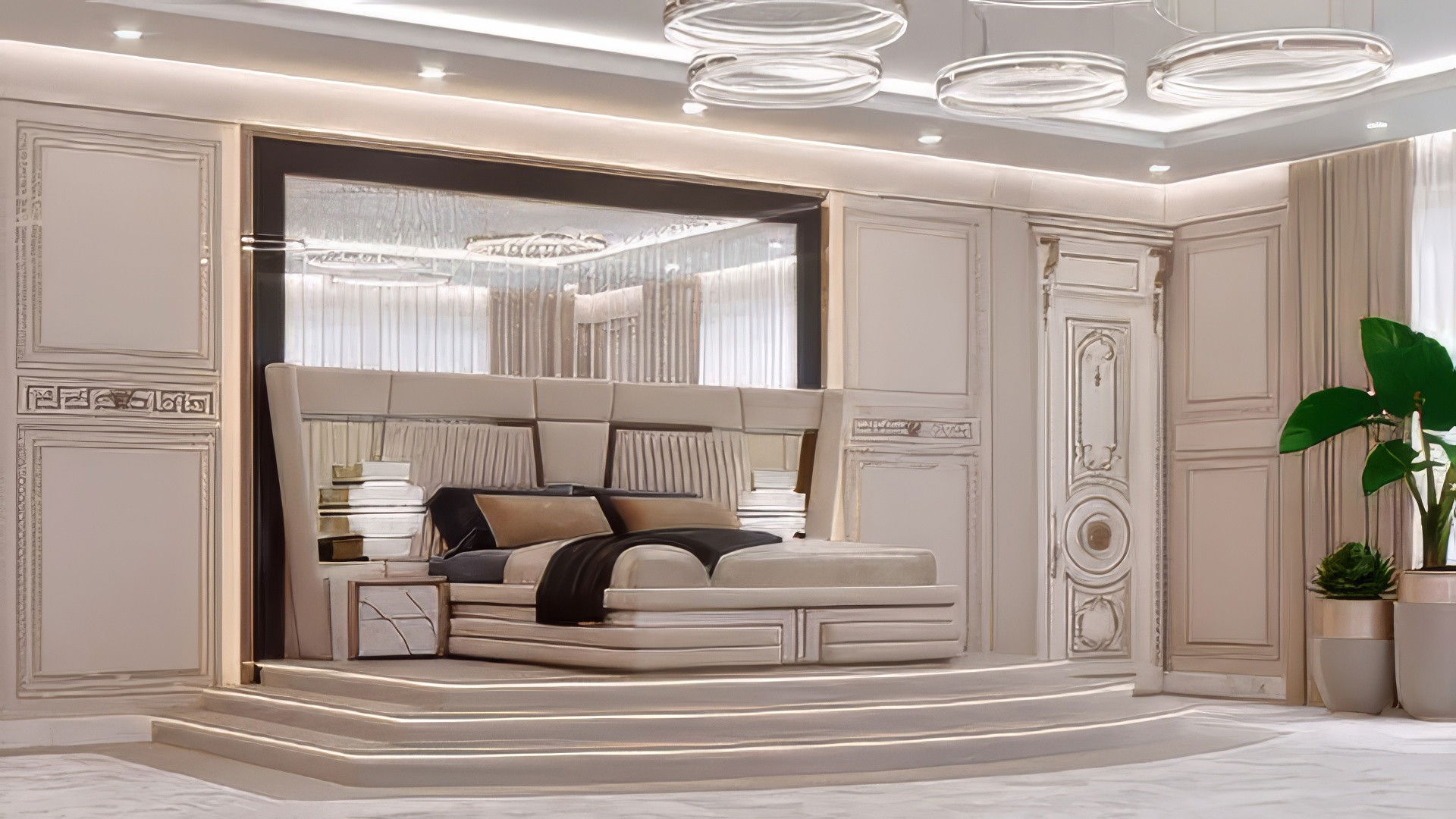 INTERIOR DESIGN FOR MASTER BEDROOM IN A SPACIOUS LAYOUT