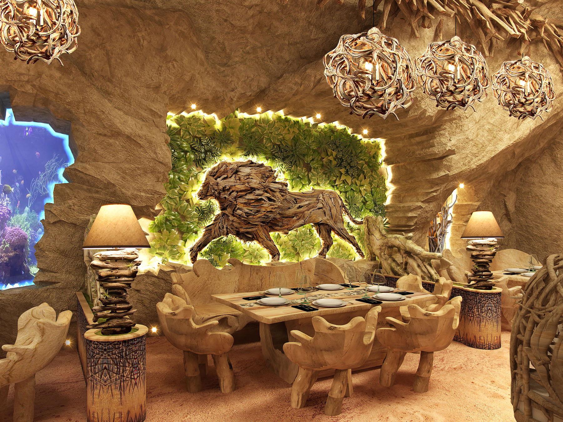 Мечтательный дизайн интерьера кафе в Дубае