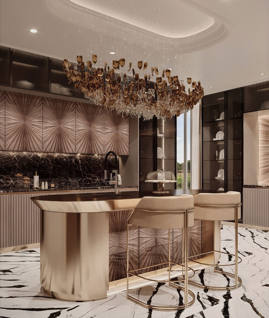 تصميم داخلي رقيق لمطبخ فاخر