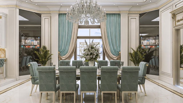 أفضل تصميم داخلي لغرفة الطعام