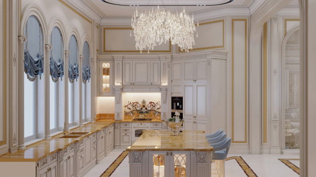 Элегантный дизайн синей кухни